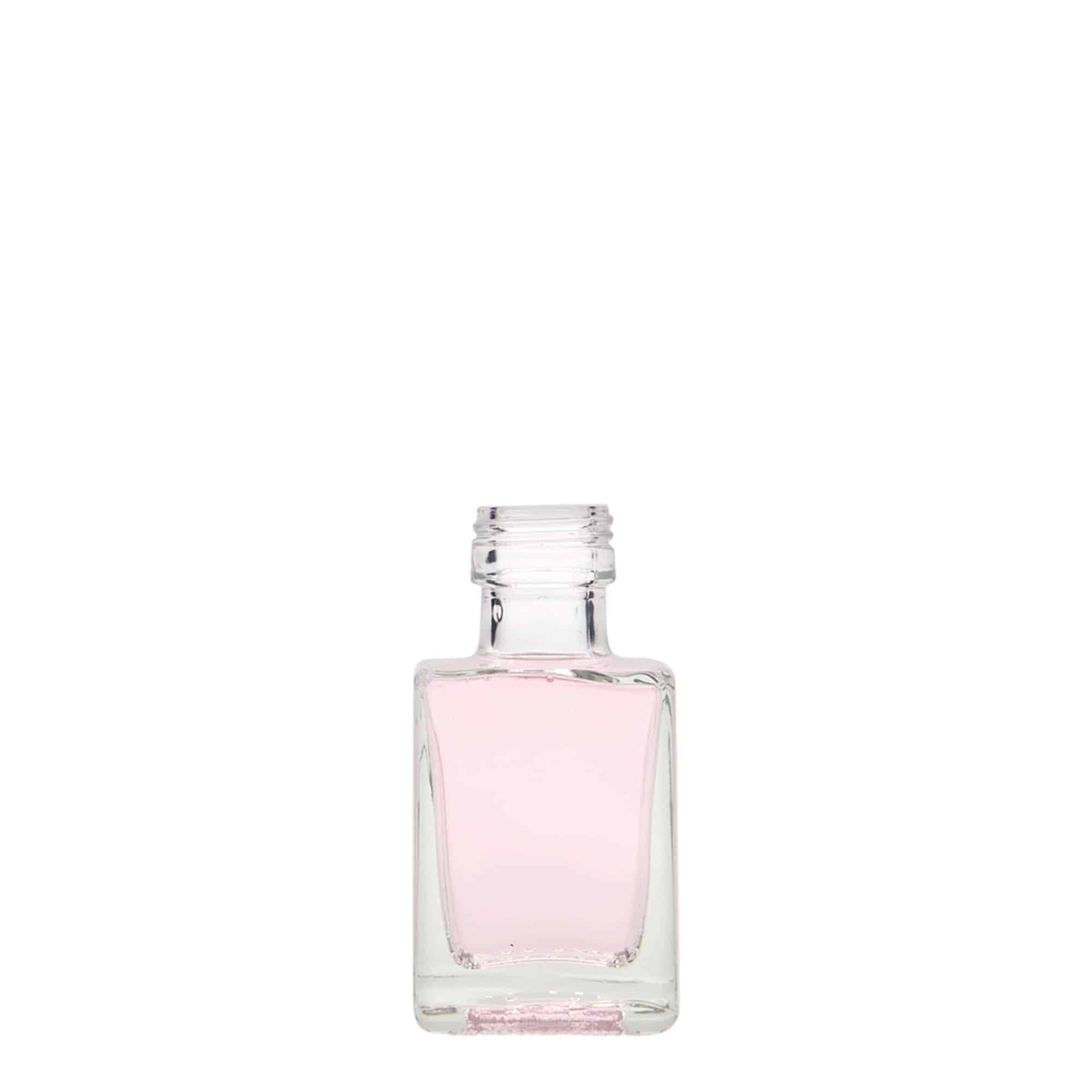 Botella de vidrio 'Cube' de 50 ml, cuadrada, boca: PP 24