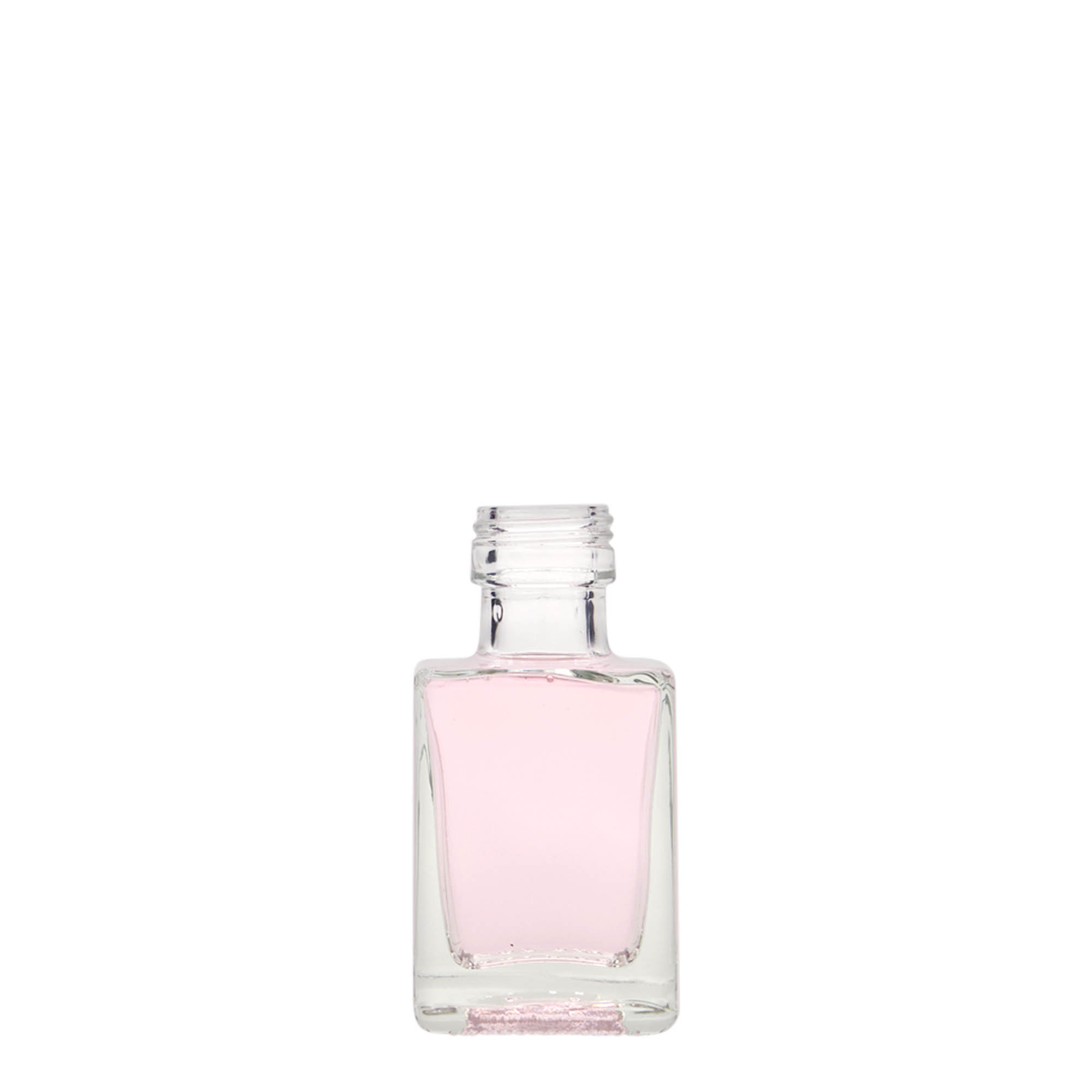 Botella de vidrio 'Cube' de 50 ml, cuadrada, boca: PP 24