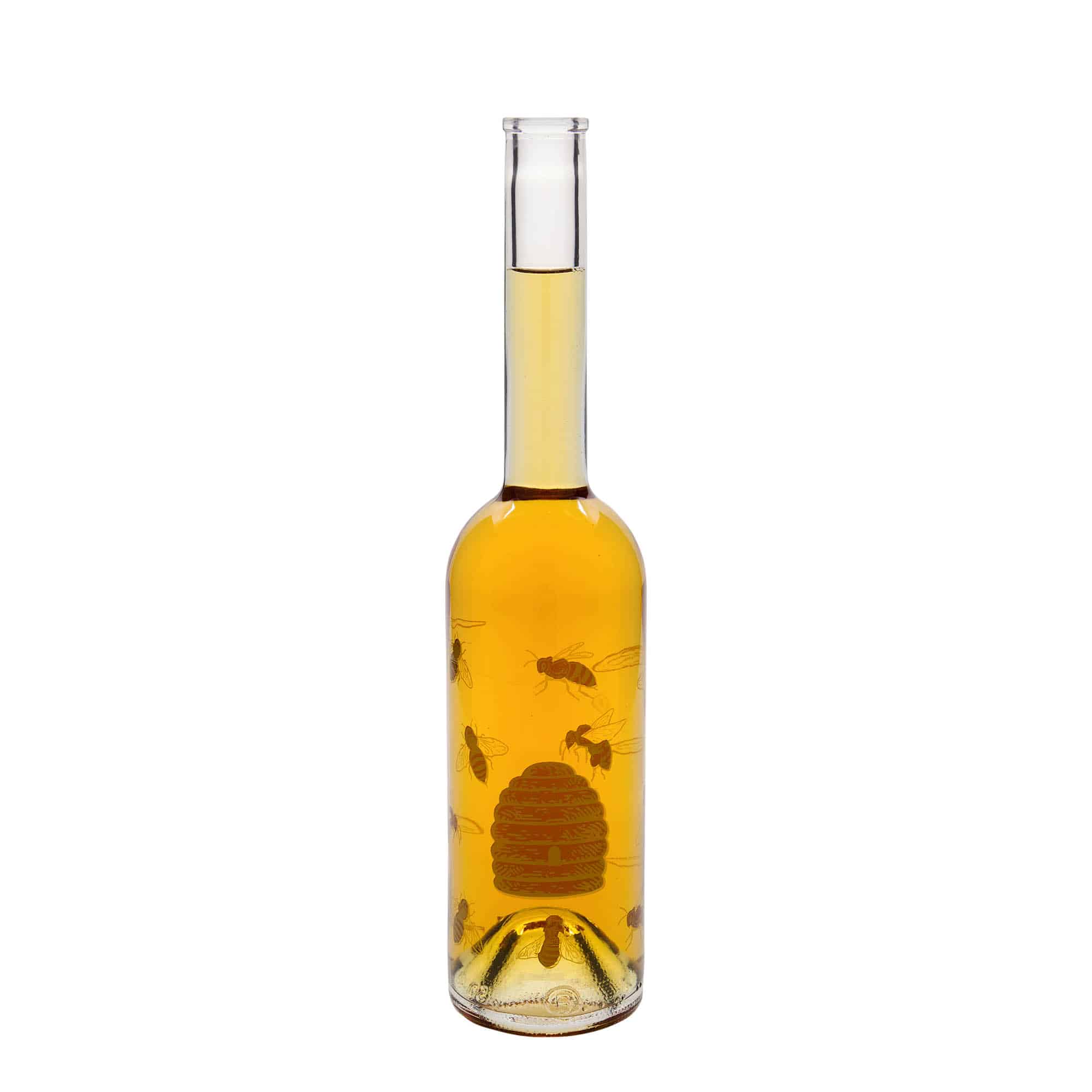 Botella de vidrio 'Opera' de 500 ml, motivo: abejas, boca: corcho