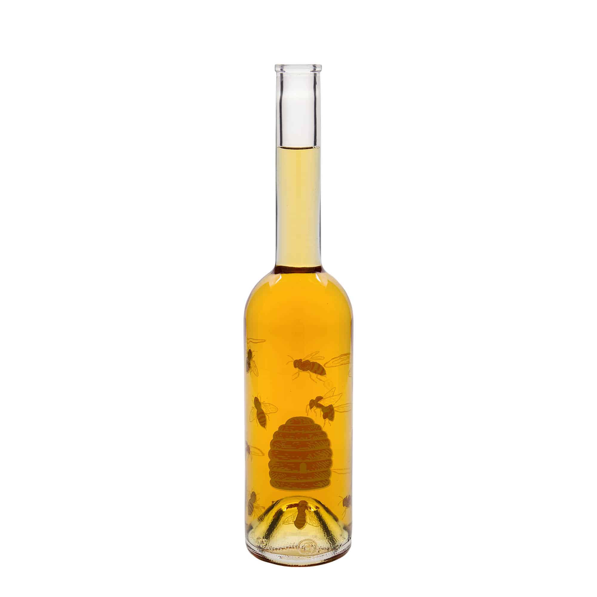 Botella de vidrio de 500 ml «Opera», motivo: abejas, boca: corcho