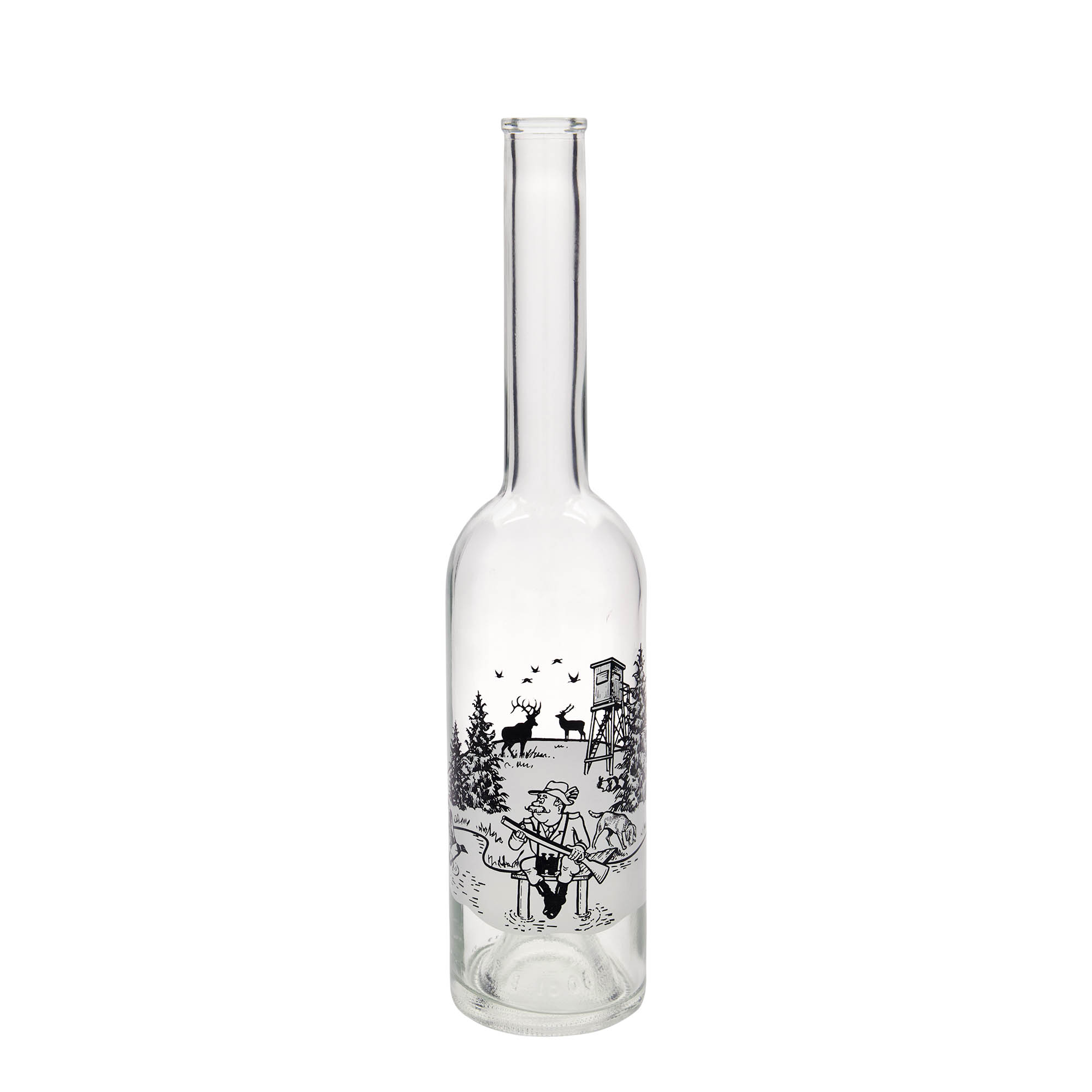 Botella de vidrio de 500 ml 'Opera', motivo: cazador, boca: corcho