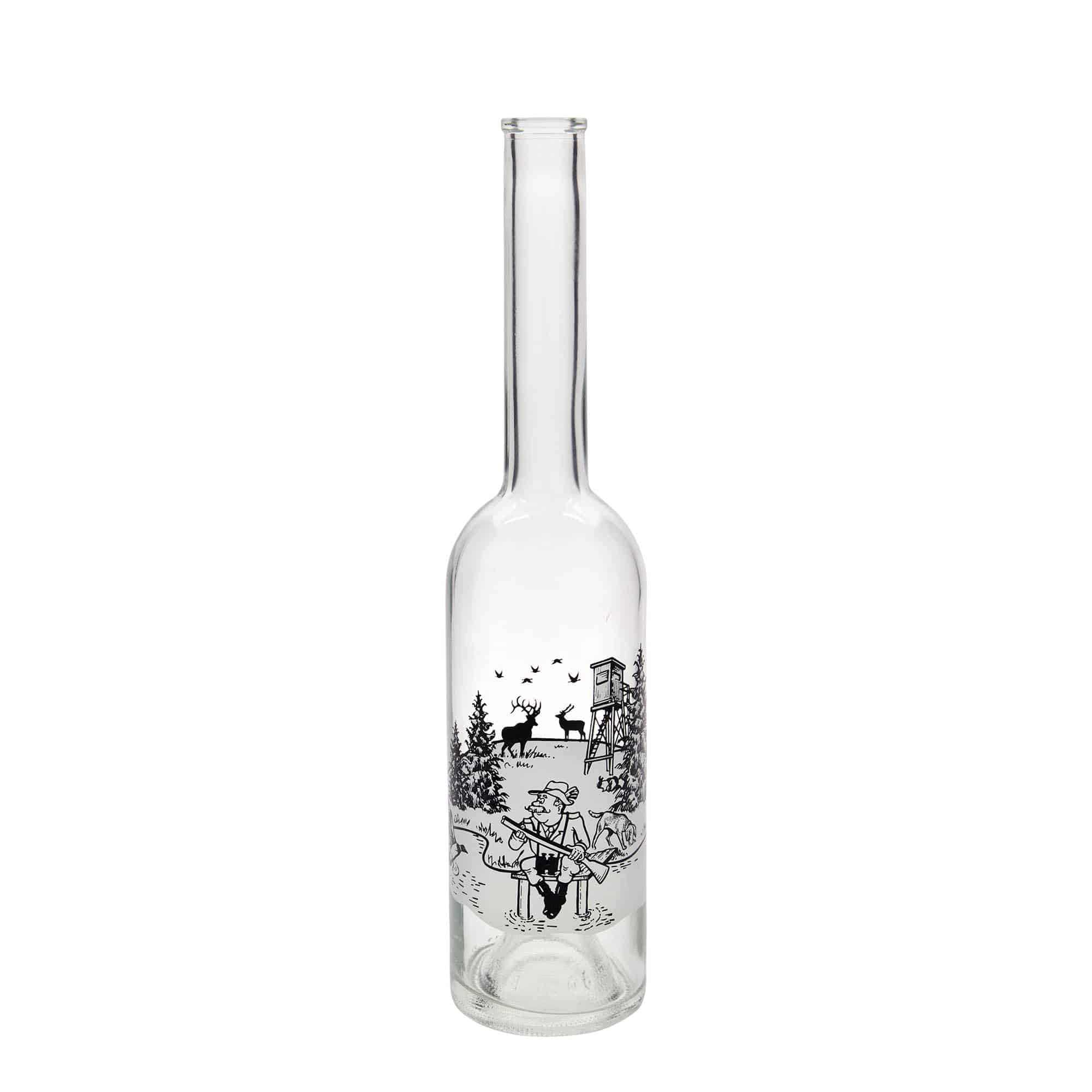 Botella de vidrio de 500 ml 'Opera', motivo: cazador, boca: corcho