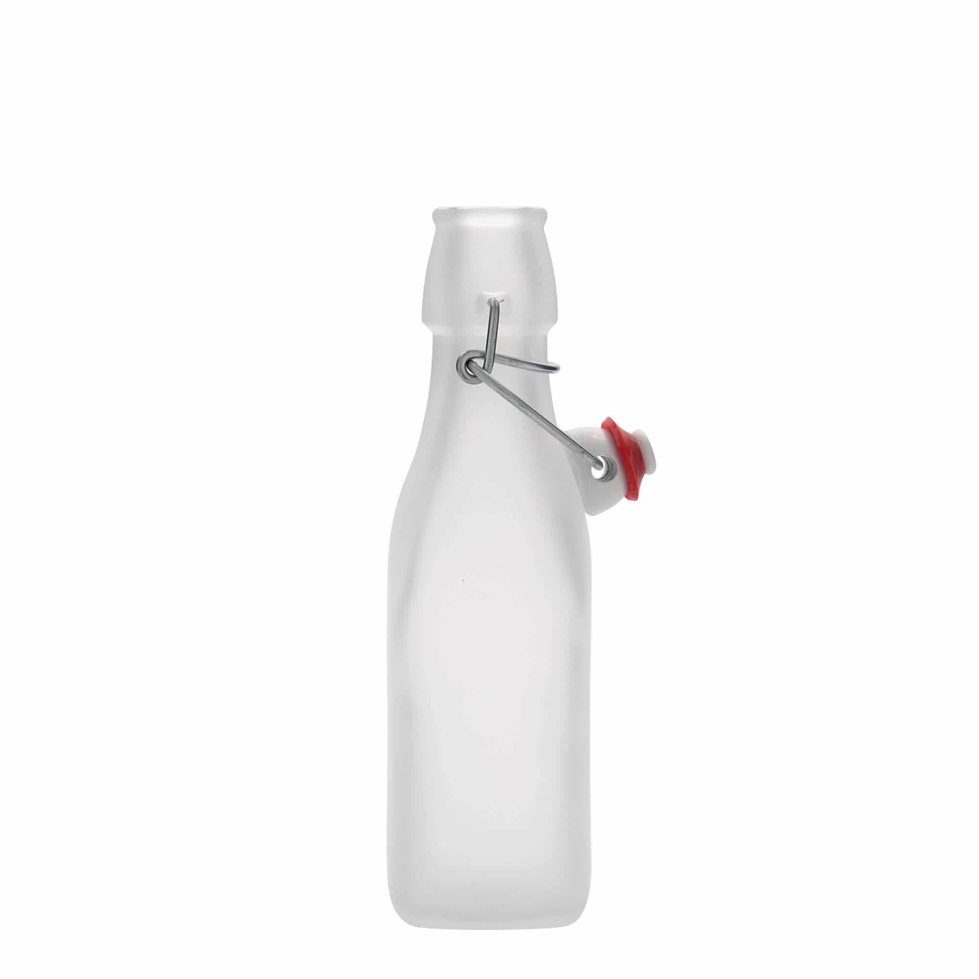 Botella de vidrio de 250 ml 'Swing, cuadrada, blanca, boca: cierre de palanca'
