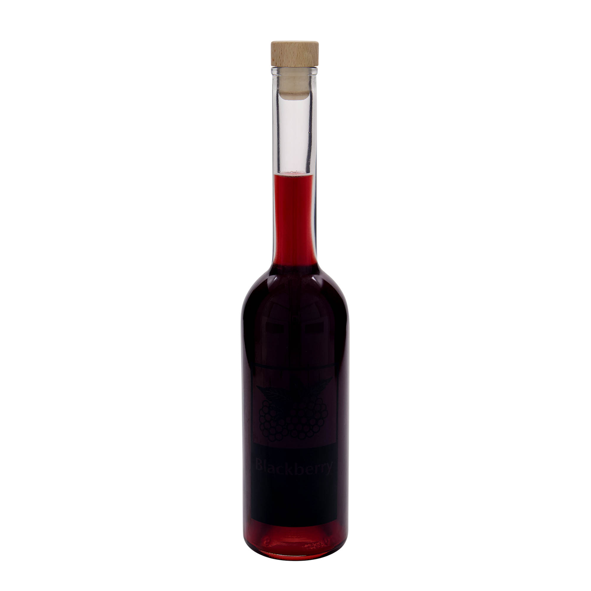 Botella de vidrio de 500 ml 'Opera', motivo: Mora, boca: corcho