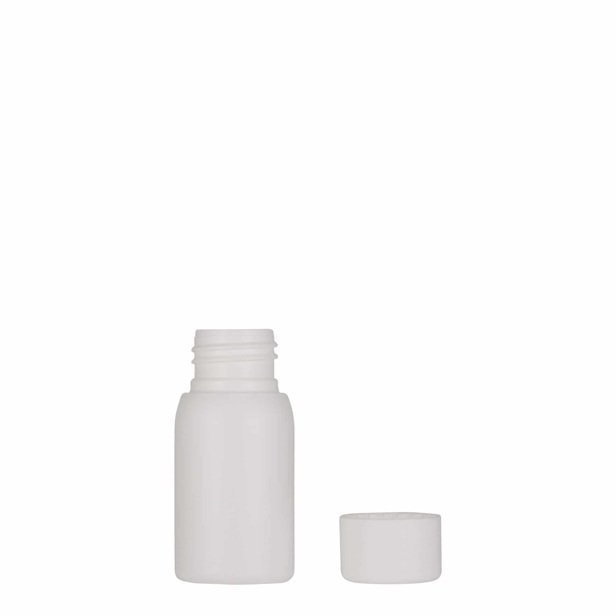 Botella de plástico 'Tuffy' de 30 ml, HDPE, blanco, boca: 24/410