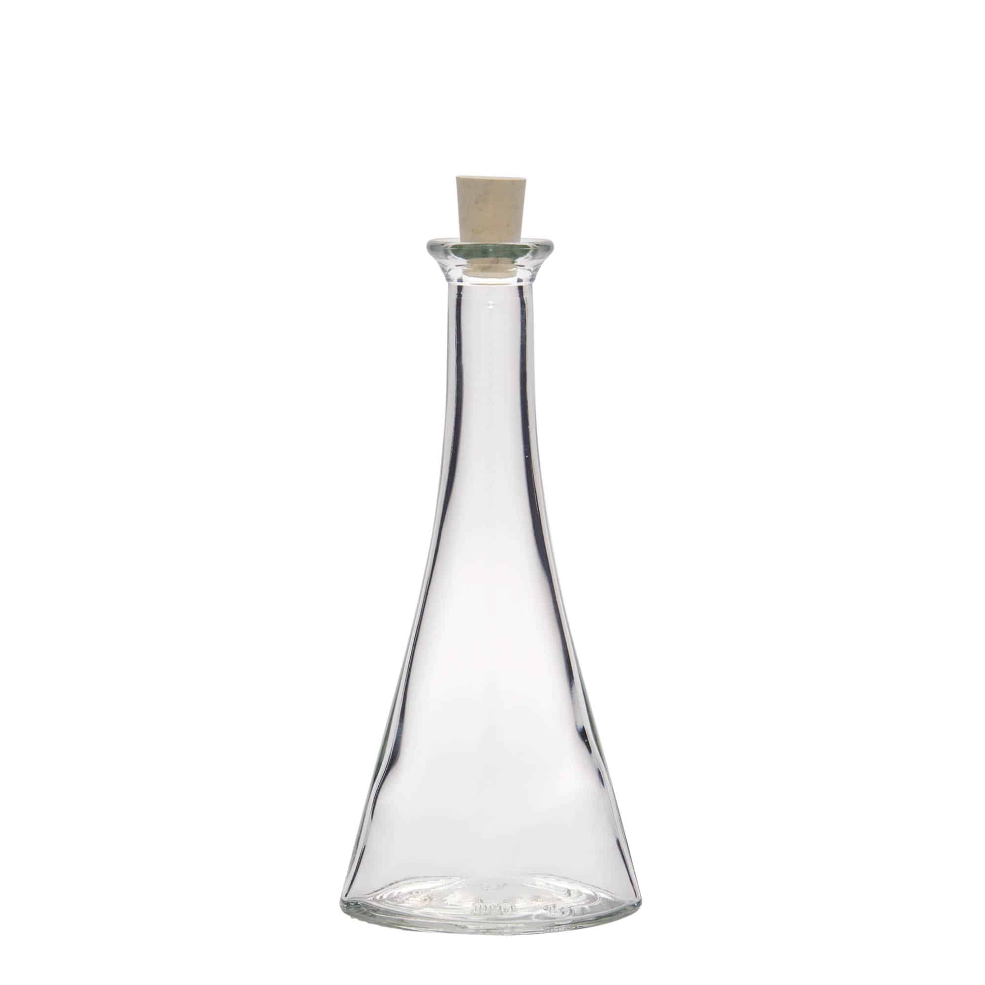 Botella de vidrio 'Verónica' de 100 ml, semicircular, boca: corcho
