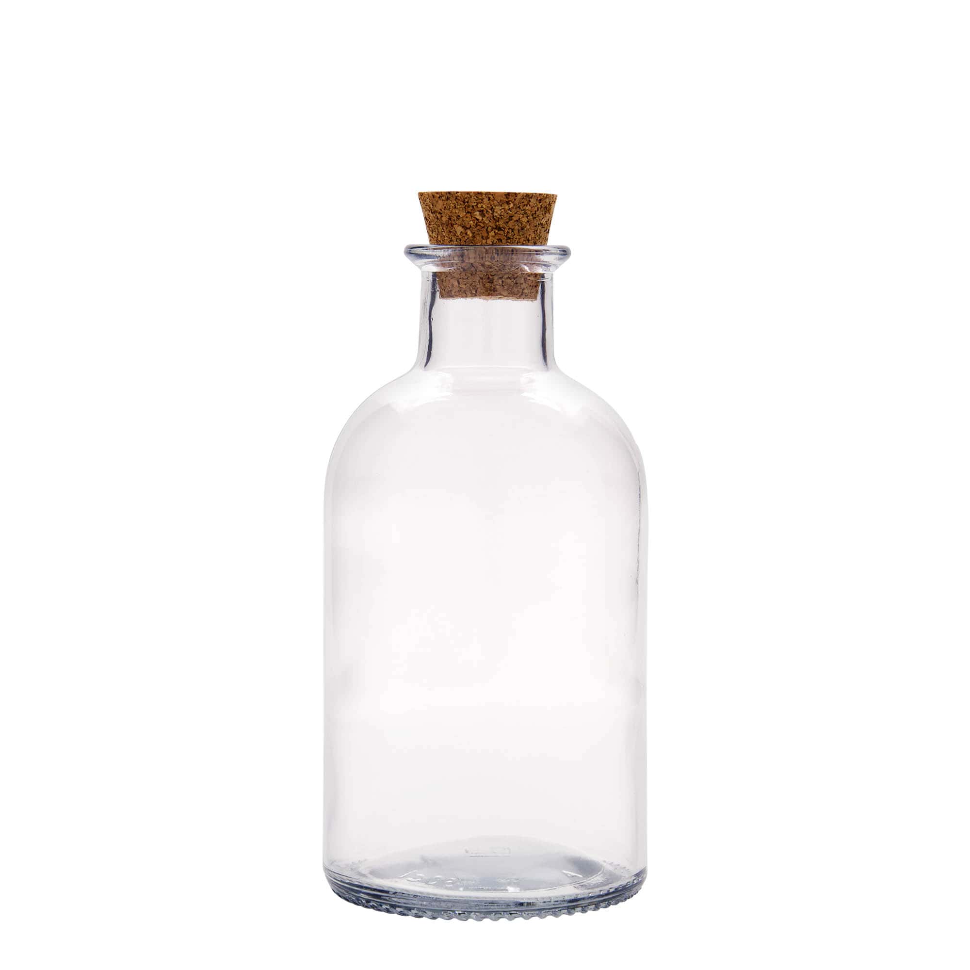 Botella de vidrio de farmacia 'Italia' de 500 ml, boca: corcho