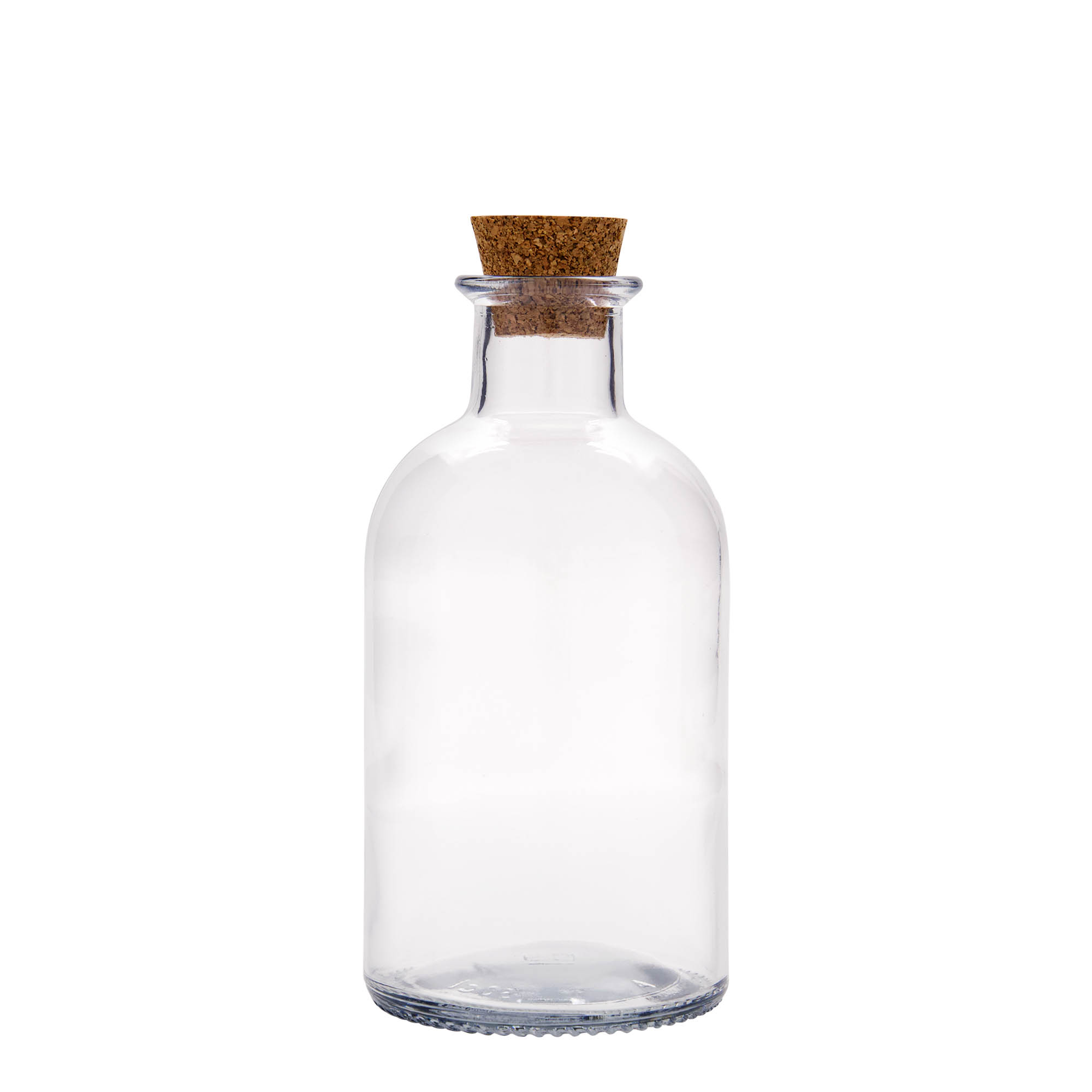Botella de vidrio de 500 ml para farmacéutico 'Italia', boca: corcho