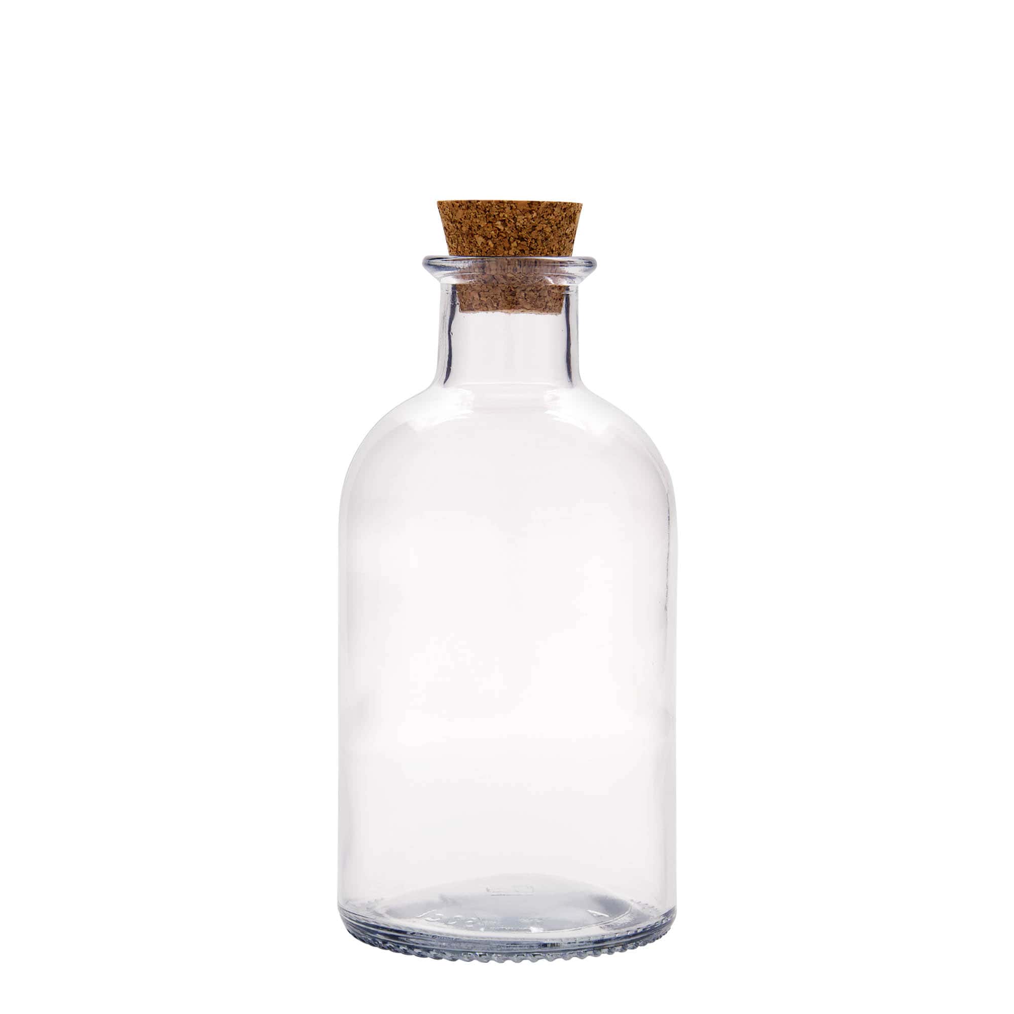 Botella de vidrio de 500 ml para farmacéutico 'Italia', boca: corcho