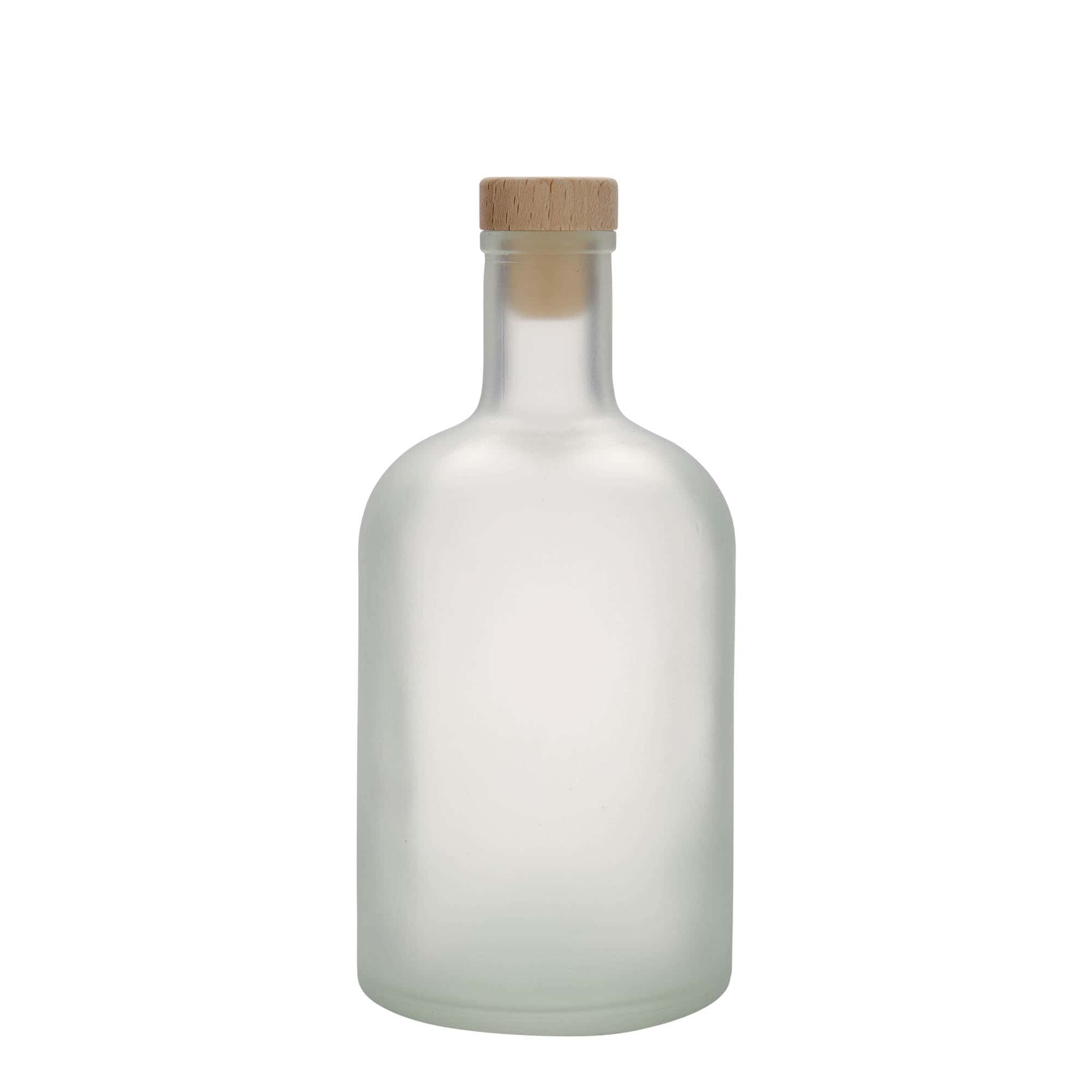 Botella de vidrio 'Gerardino' de 700 ml, efecto helado, boca: corcho