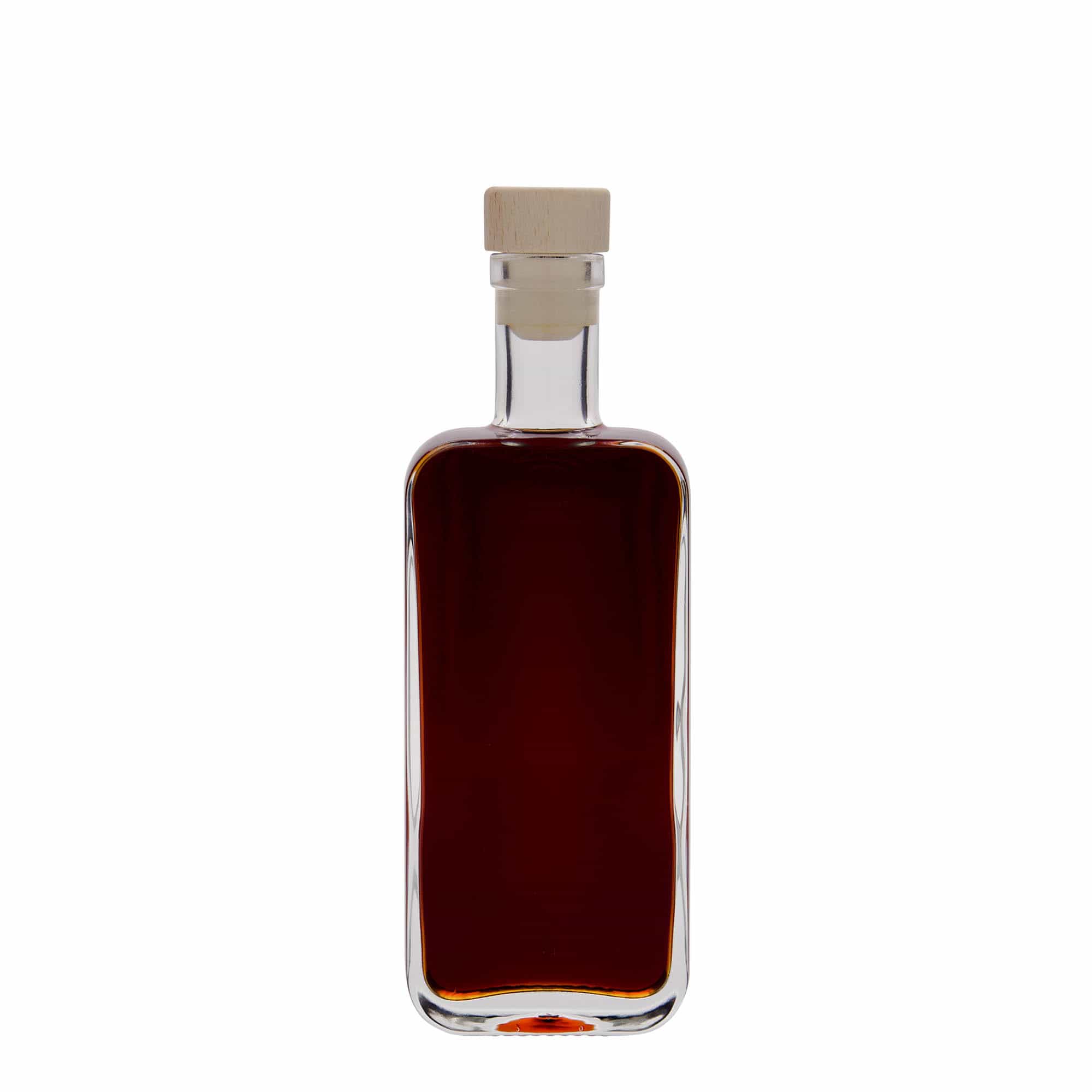 Botella de vidrio 'Nice' de 200 ml, rectangular, boca: corcho