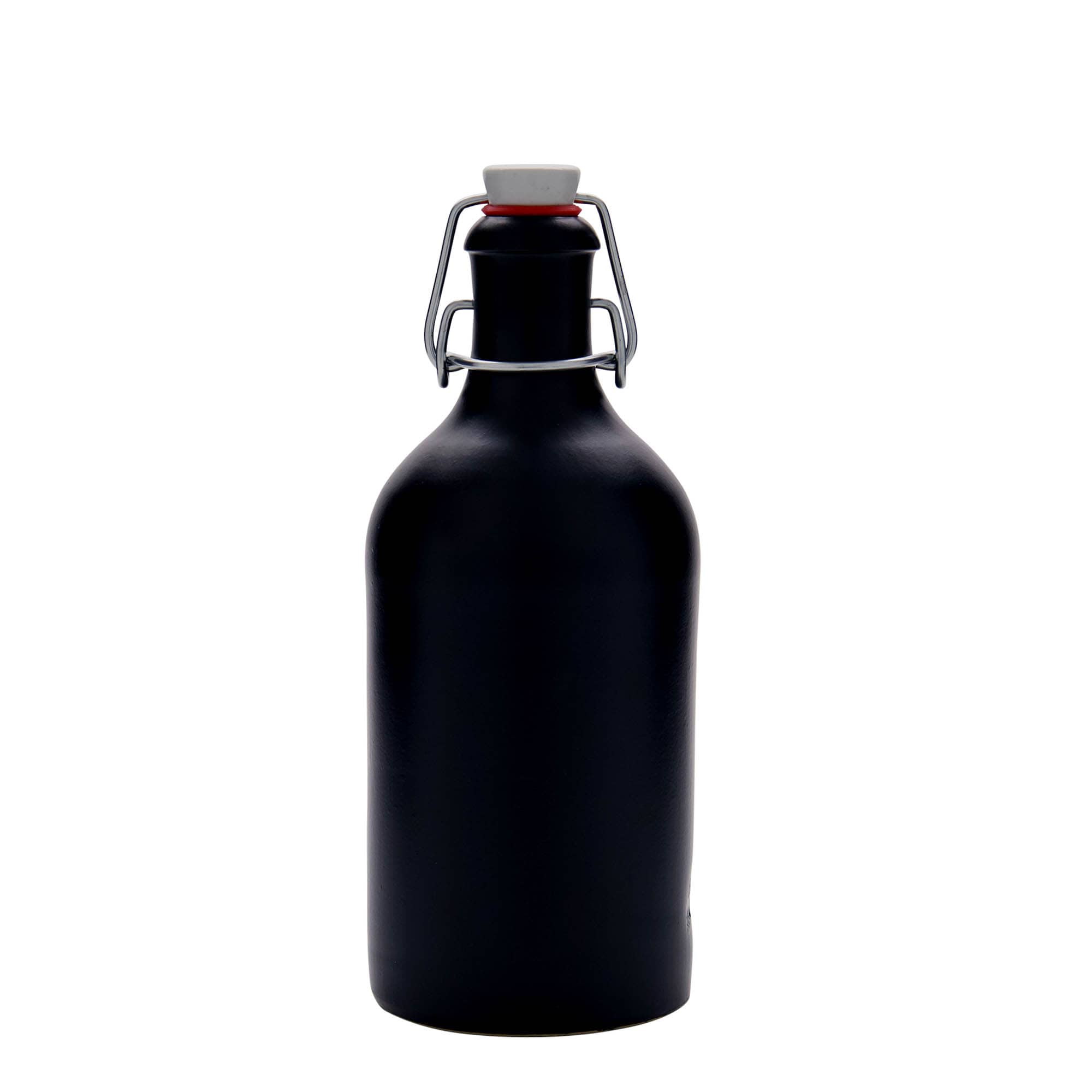 Jarra de barro de 500 ml, gres, negra, boca: cierre de palanca