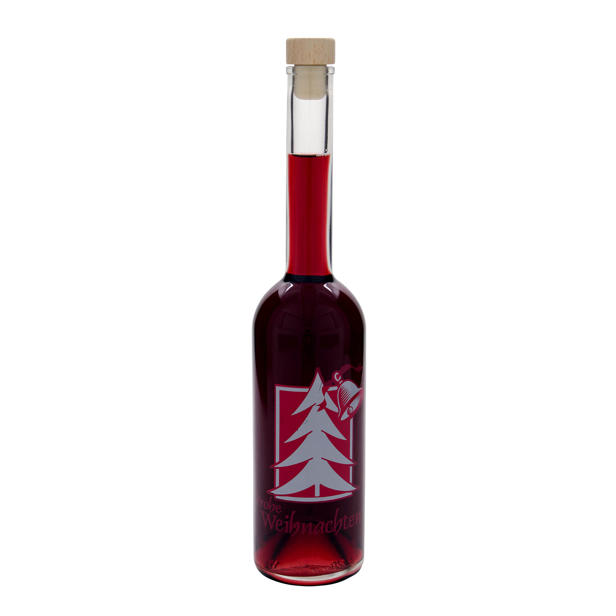 Botella de vidrio de 500 ml 'Opera', motivo: saludo navideño, boca: corcho