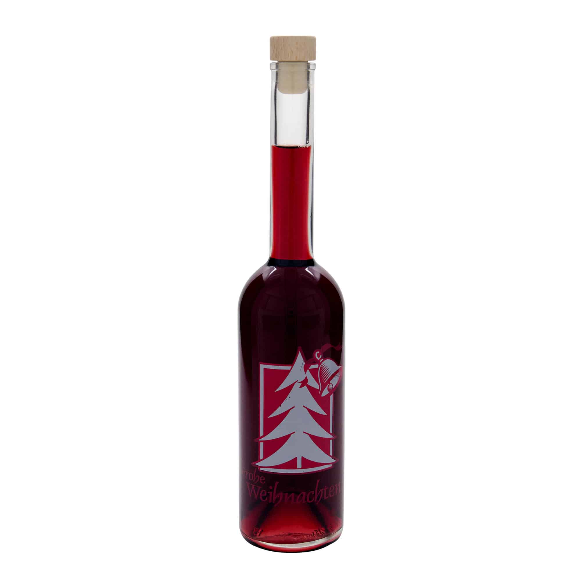 Botella de vidrio de 500 ml «Opera», motivo: saludo navideño, boca: corcho