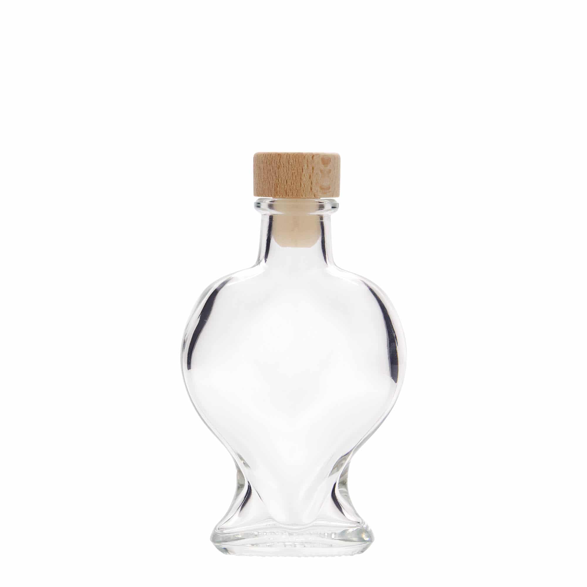 Botella de vidrio 'Corazón' de 100 ml, boca: corcho