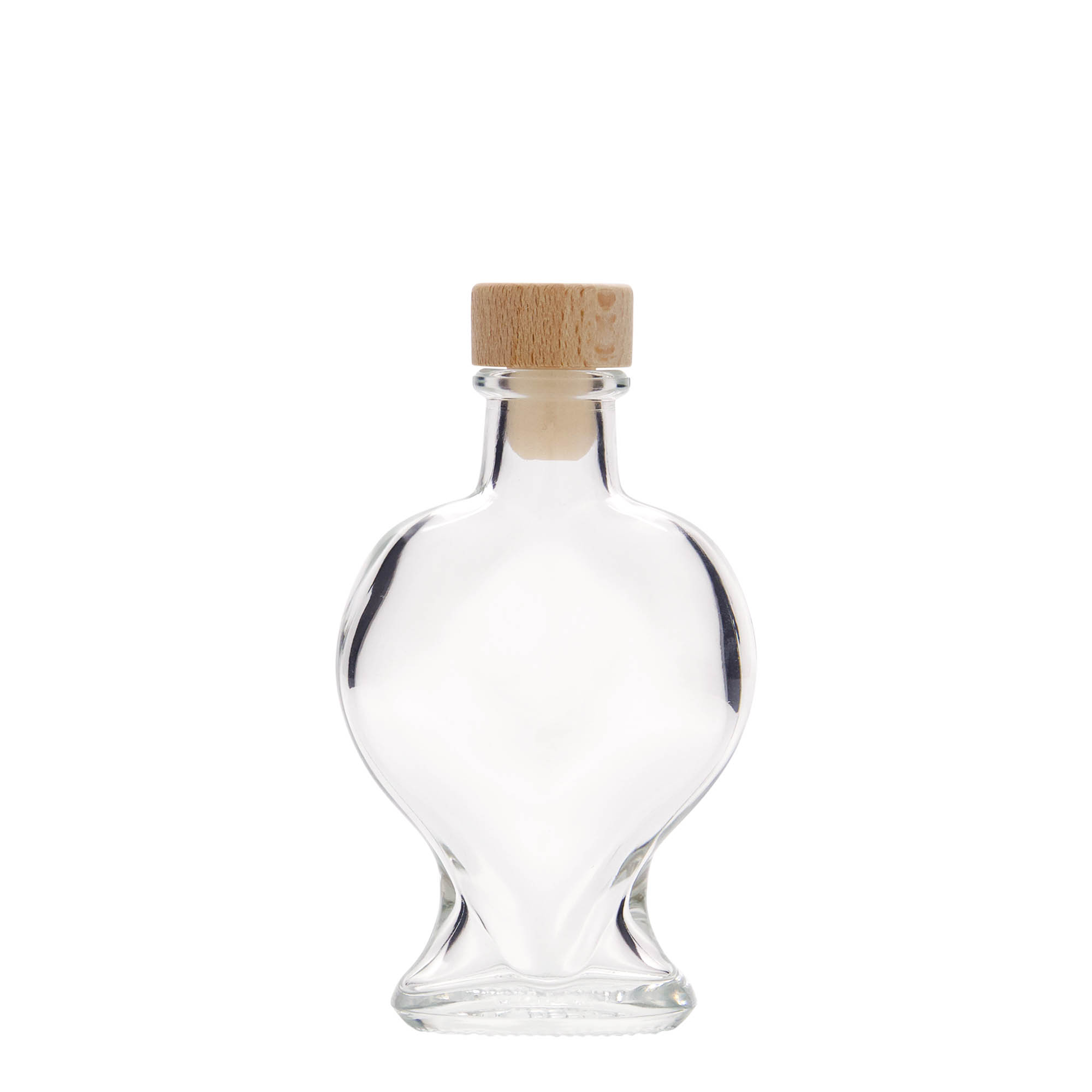 Botella de vidrio de 100 ml 'Corazón', boca: corcho