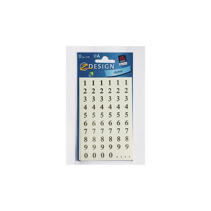 Pegatinas Zweckform 'Números 1-9', plástico, dorado