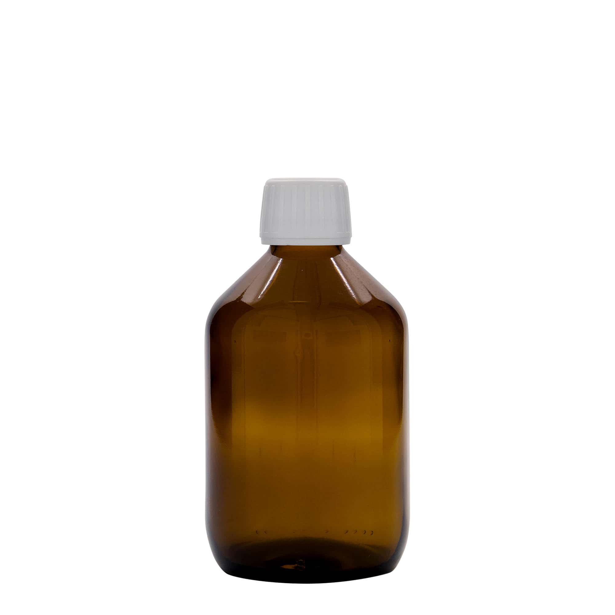 Botella médica de 300 ml, marrón, vidrio, boca: PP 28