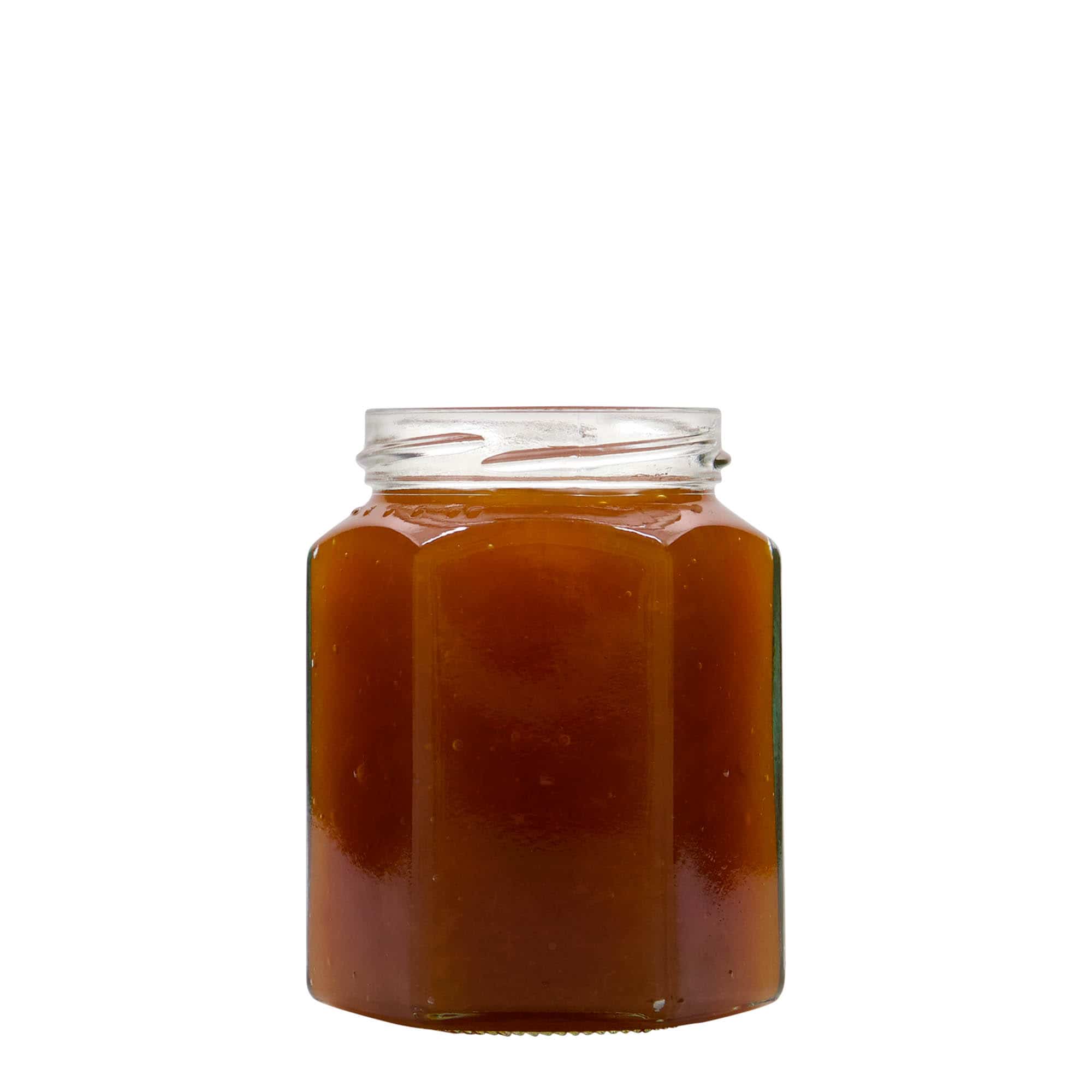 Tarro hexagonal de 288 ml, boca: Twist-Off (TO 63)