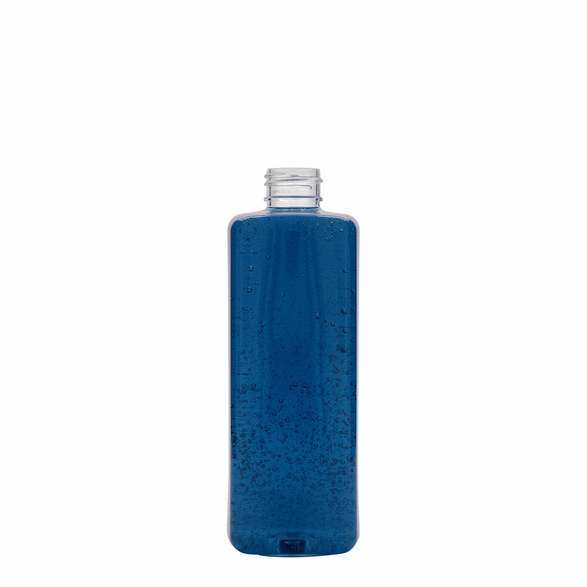 Botella de PET 'Karl' de 300 ml, cuadrada, plástico, boca: GPI 24/410