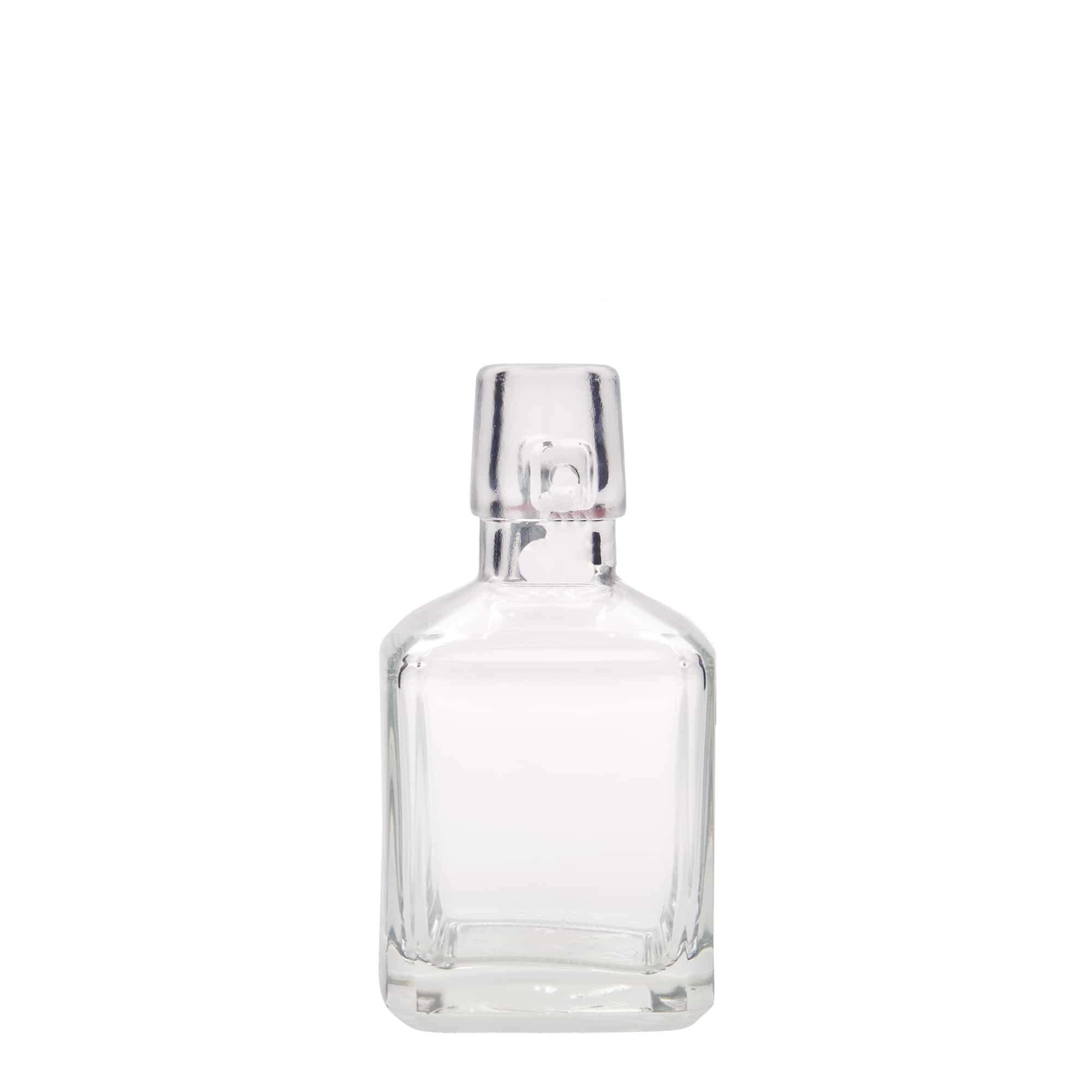 Botella de vidrio de 200 ml 'Kubica', cuadrada, boca: cierre de palanca Botella de vidrio de 200 ml 'Kubica', cuadrada, boca: cierre de palanca