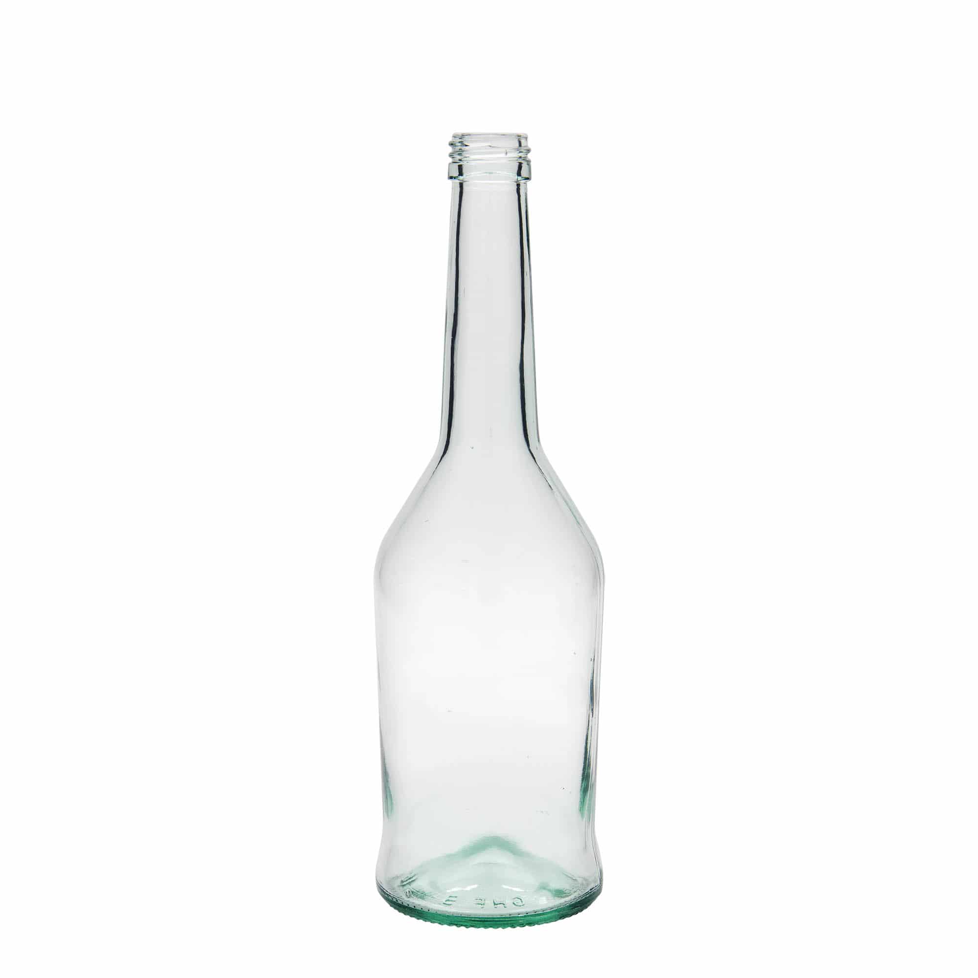 Botella de vidrio para alcohol de 500 ml, boca: PP 28 Botella de vidrio para alcohol de 500 ml, boca: PP 28