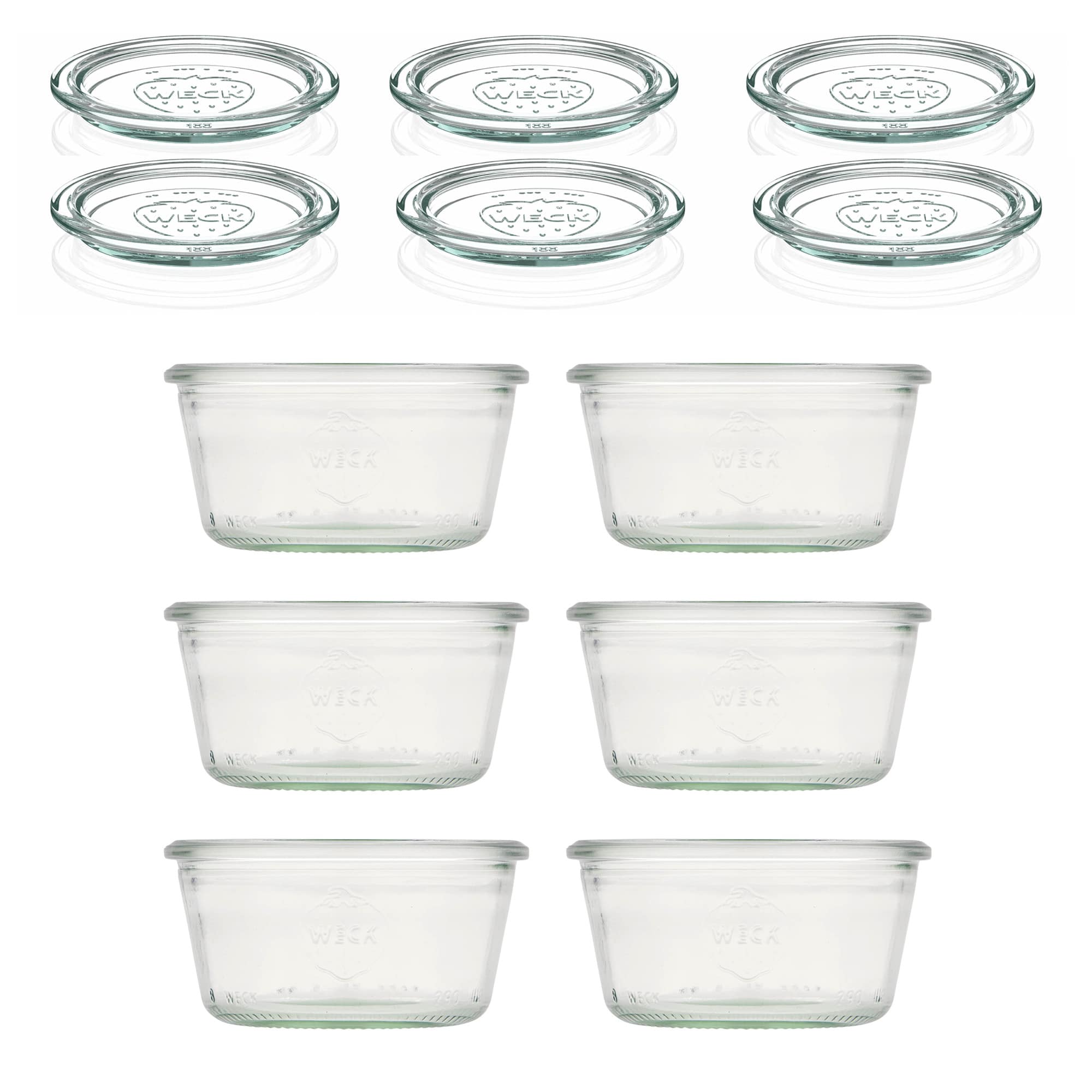 6x 290 ml tarro WECK de boca ancha bajo con tapa de vidrio RR 100