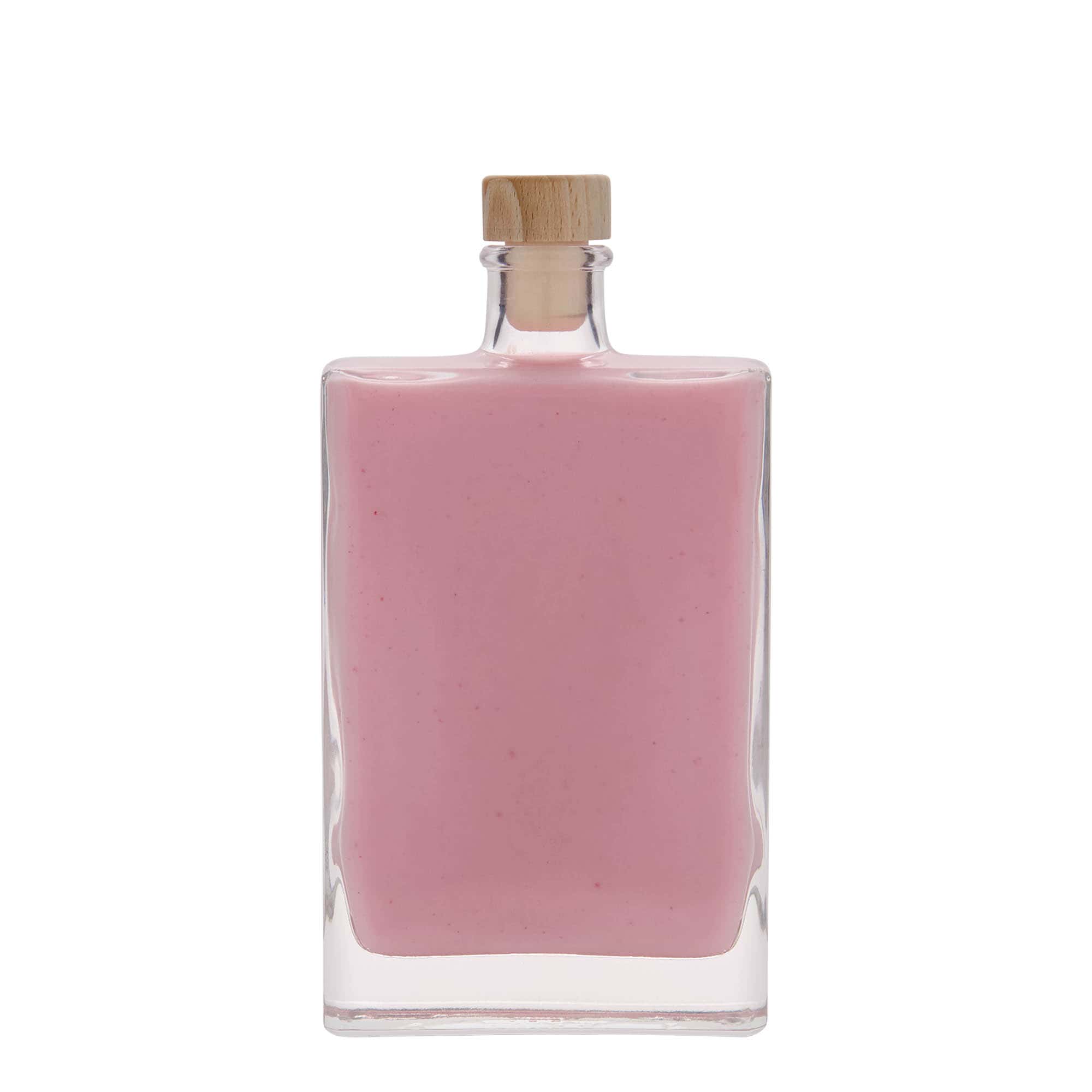 Botella de vidrio de 350 ml 'Julia', rectangular, boca: corcho