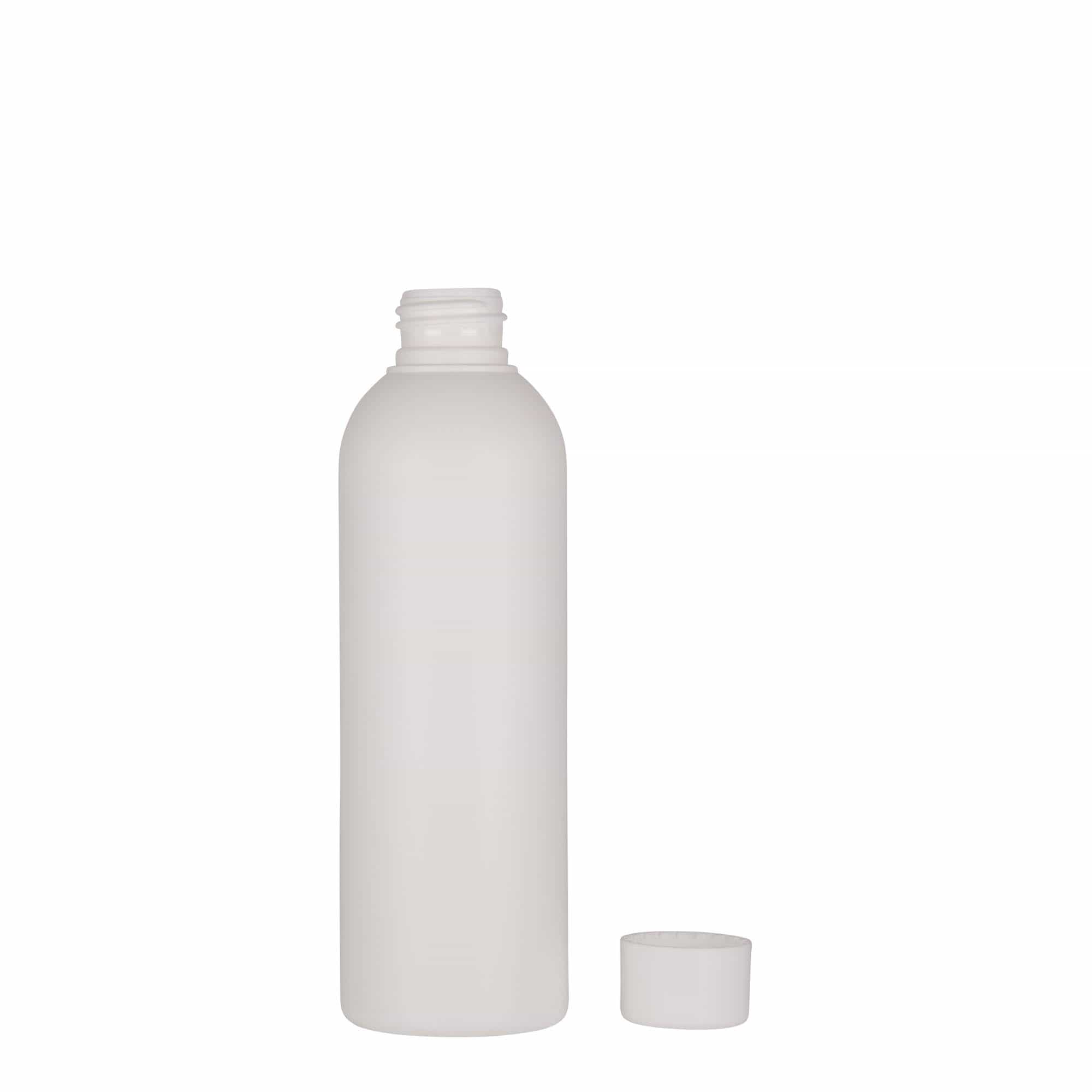 Botella de plástico de 200 ml 'Tuffy', HDPE, blanca, boca: 24/410