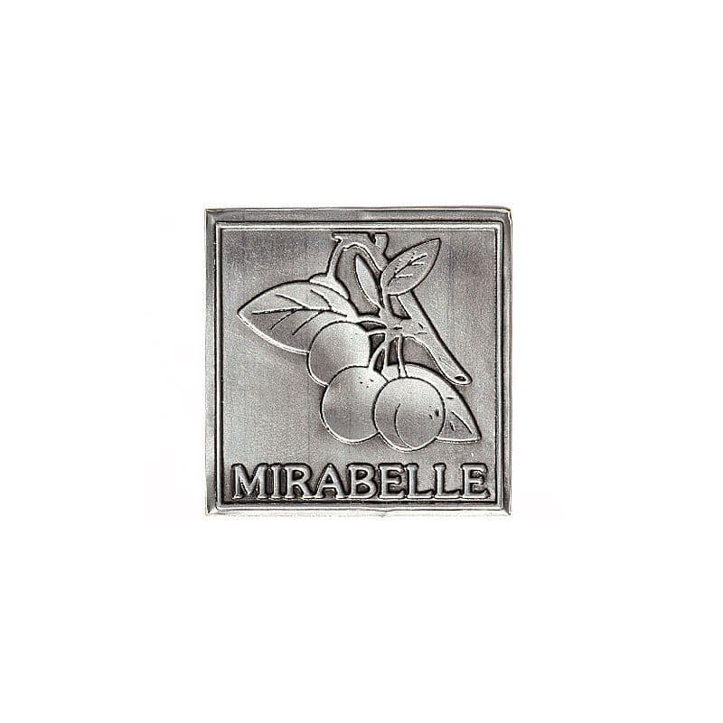 Etiqueta de estaño 'Mirabel', cuadrada, metal, plateado