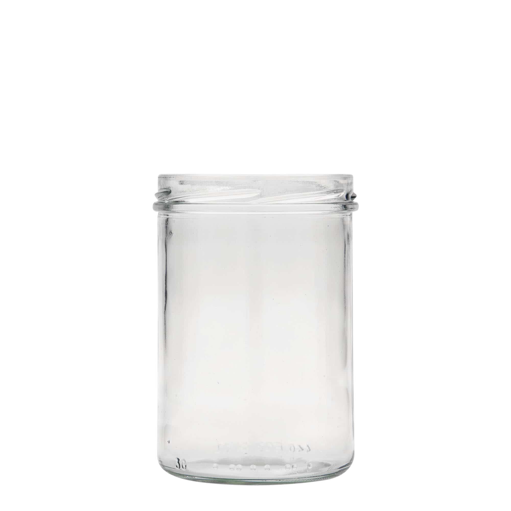 Tarro de vidrio cilíndrico alto de 440 ml, boca: Twist-Off (TO 82)