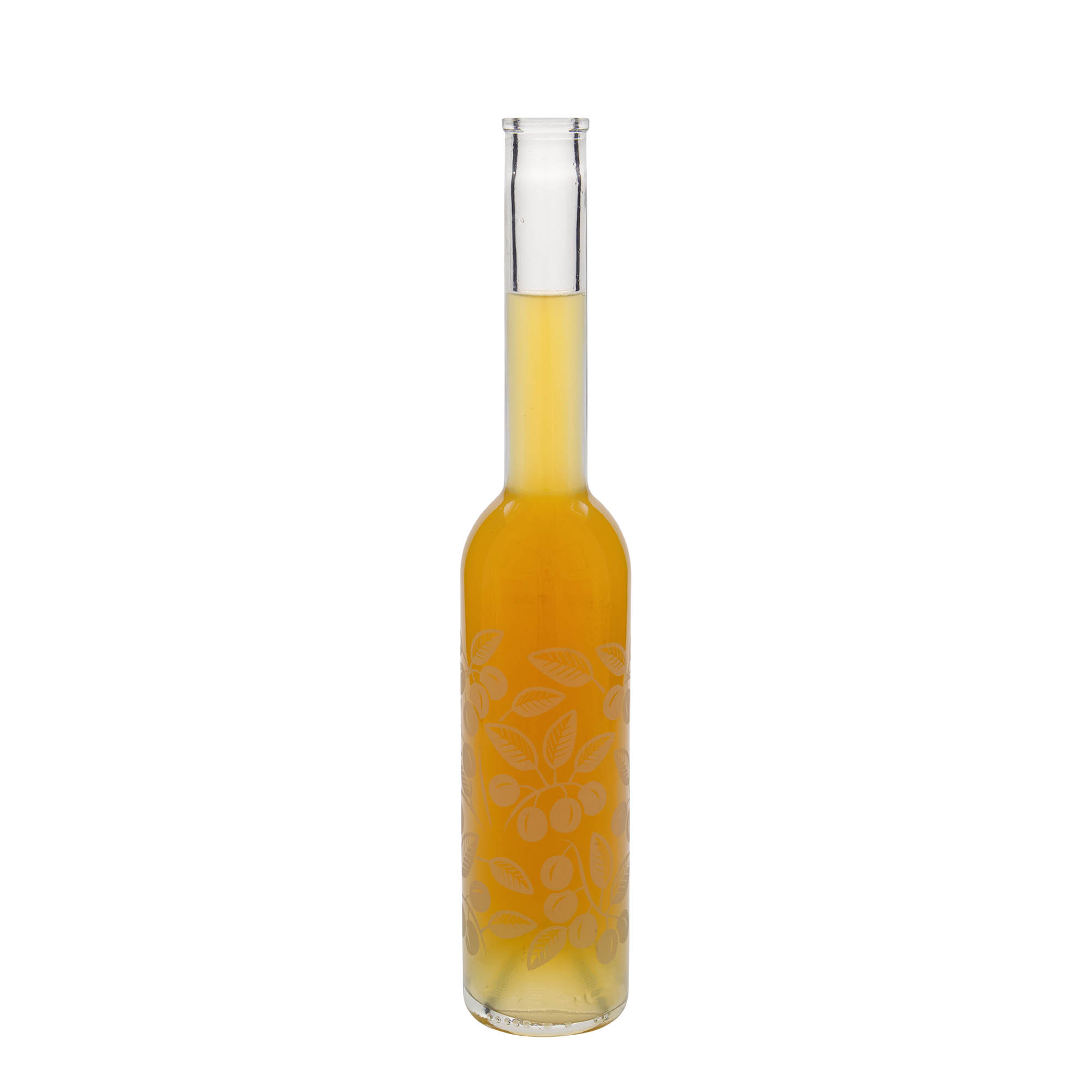 Botella de vidrio de 350 ml 'Opera', motivo: ciruelas mirabel, boca: corcho