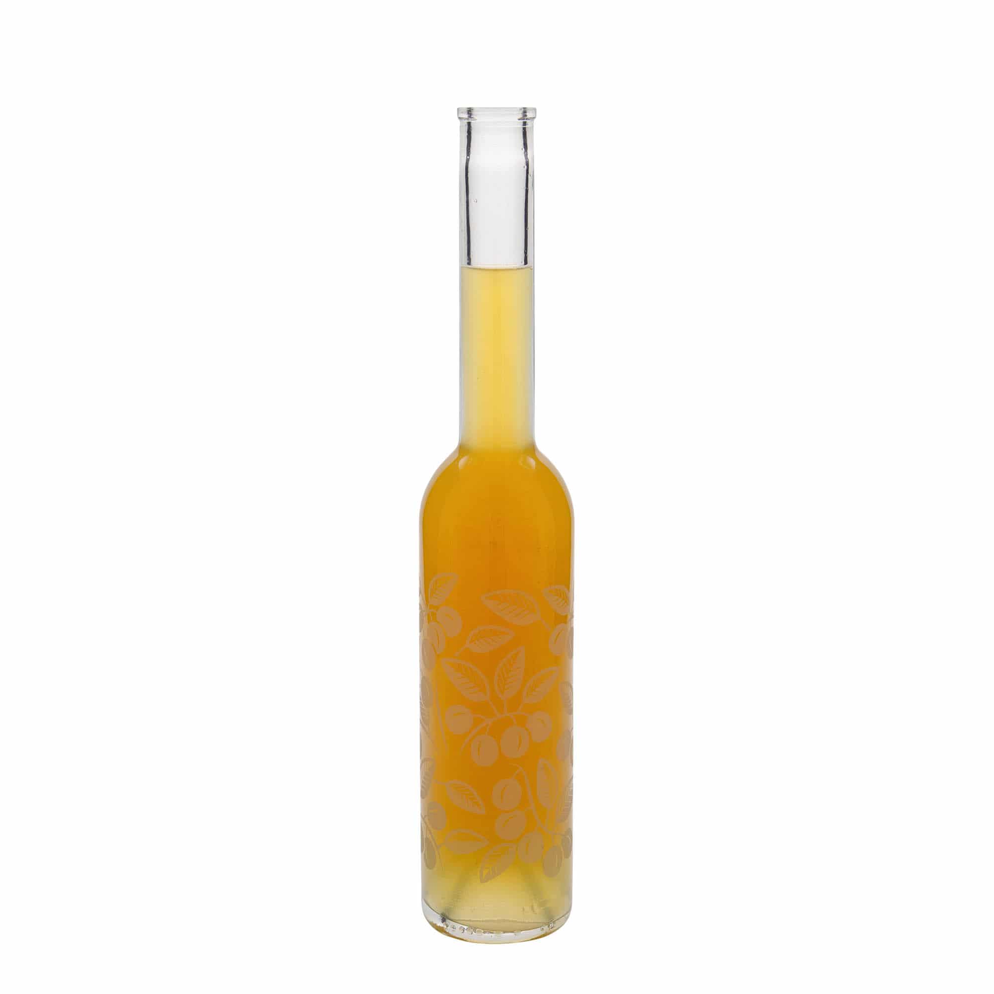 Botella de vidrio de 350 ml 'Opera', motivo: ciruelas mirabel, boca: corcho