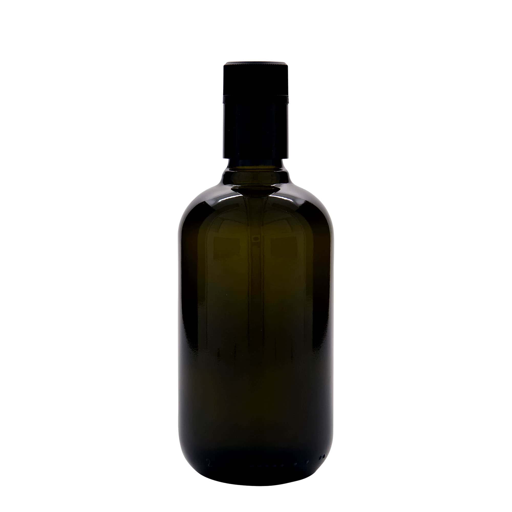 Botella de vinagre/aceite 'Biolio' de 500 ml, vidrio verde antiguo, boca: DOP
