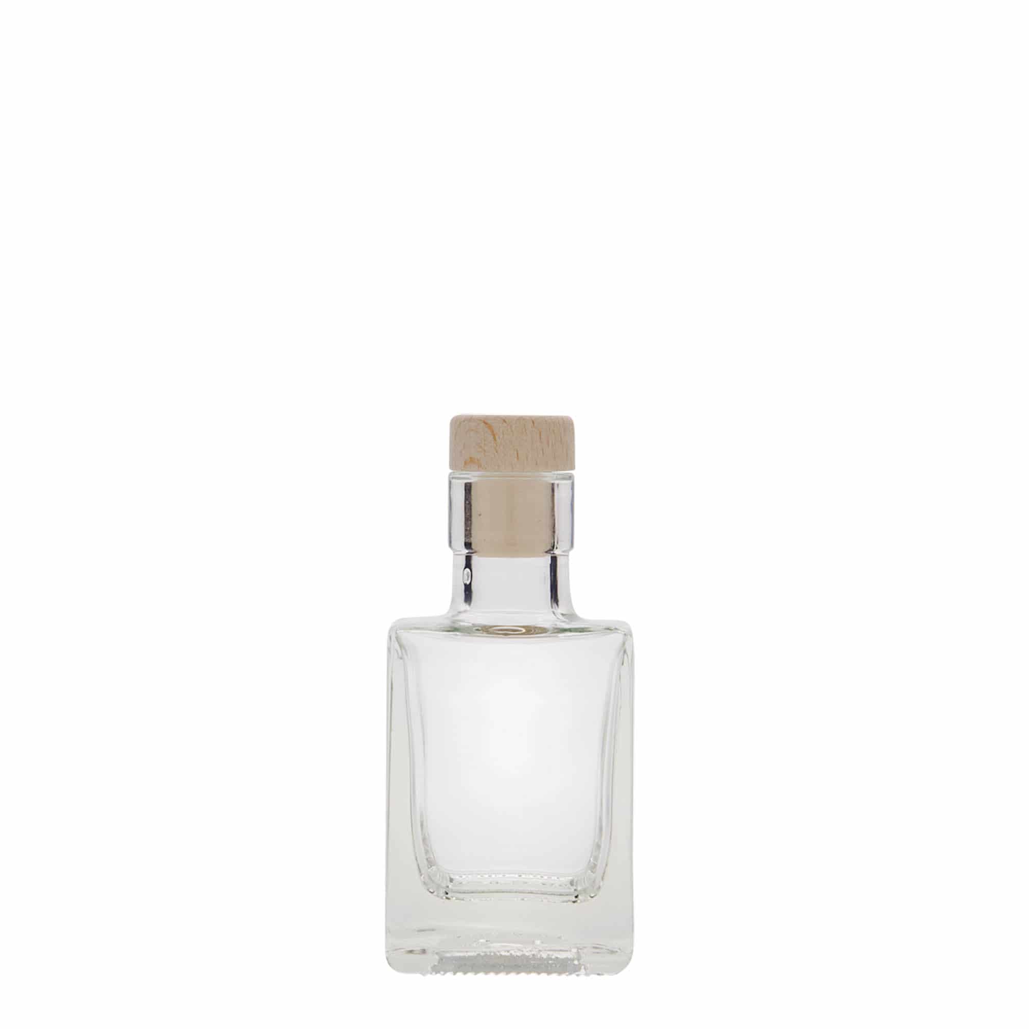 Botella de vidrio de 50 ml «Cube», cuadrada, boca: corcho