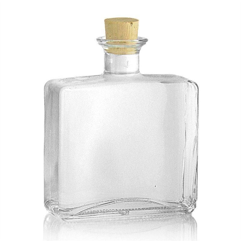 Botella de vidrio de 500 ml 'Julia', rectangular, boca: corcho