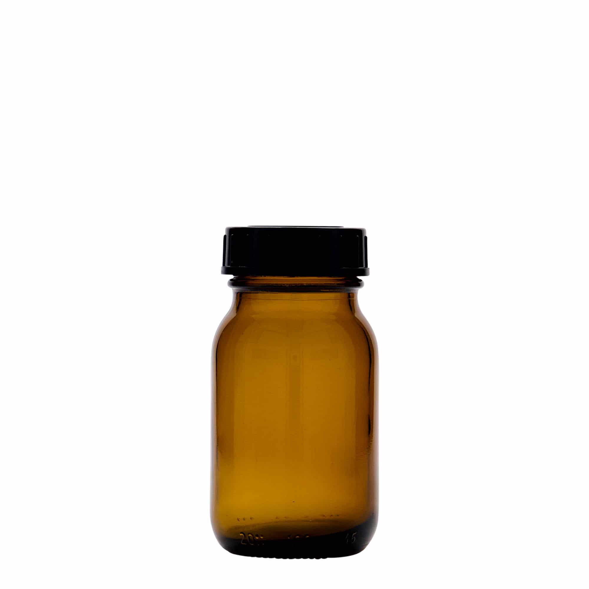 Tarro de boca ancha de 100 ml, marrón, boca: DIN 40