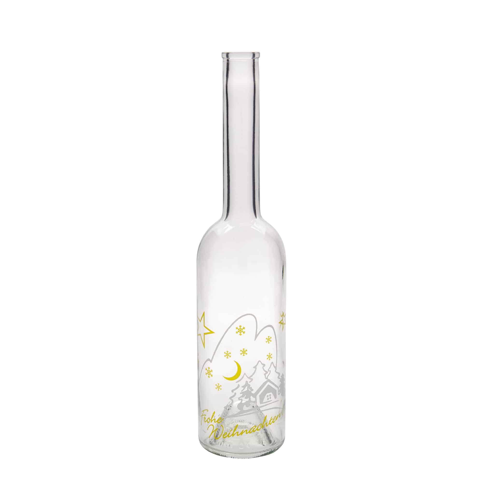 Botella de vidrio de 500 ml «Opera», motivo: idilio navideño, boca: corcho