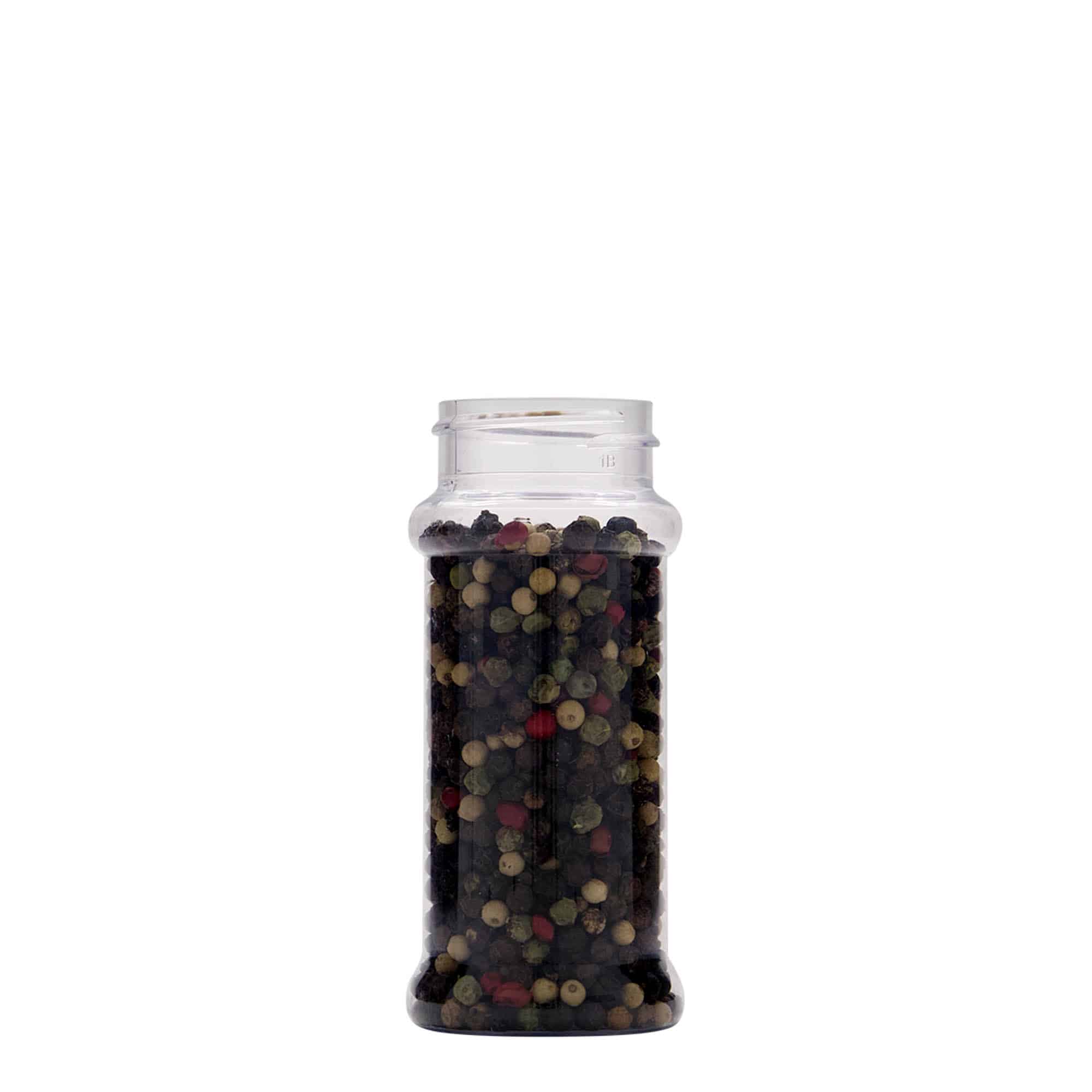 Bote de especias de PET de 100 ml, plástico, boca: 38/400