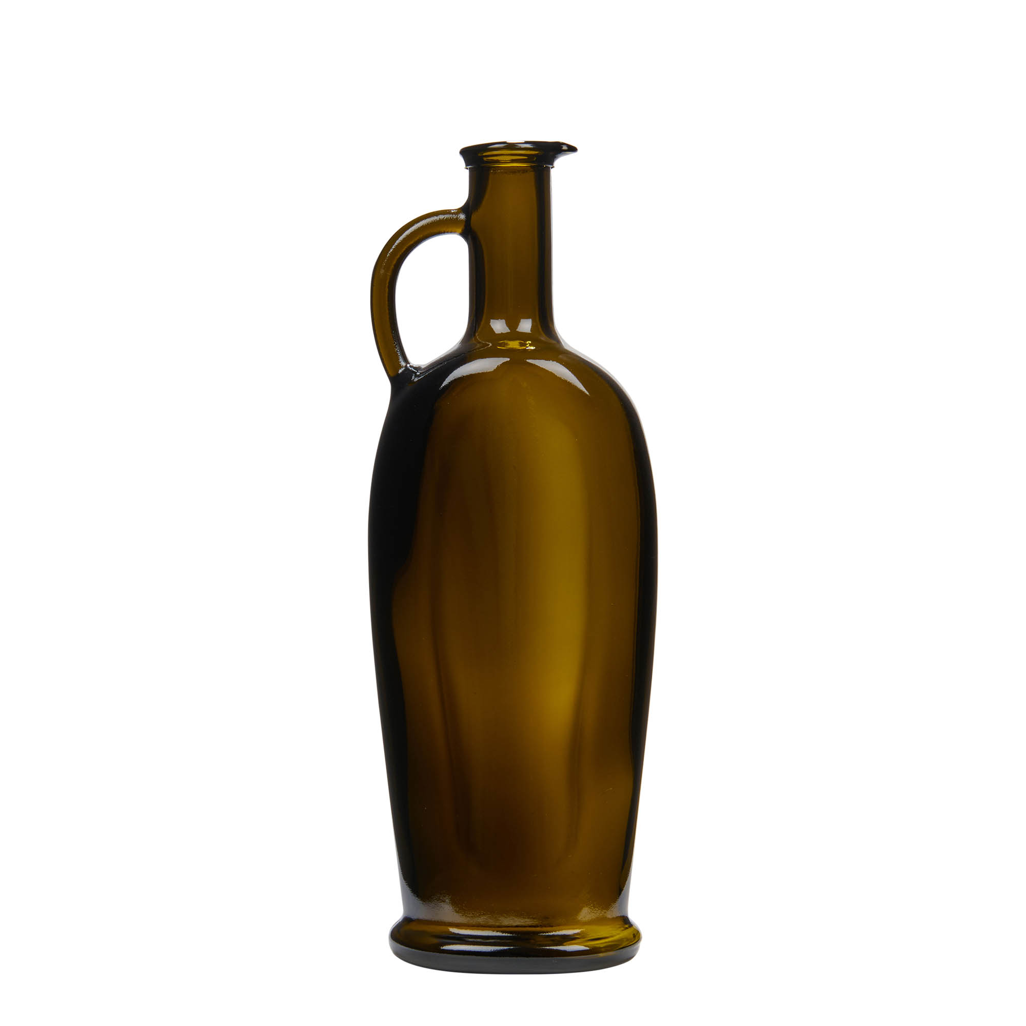 Botella de cristal de 500 ml 'Eleganta', ovalada, verde antiguo, boca: corcho