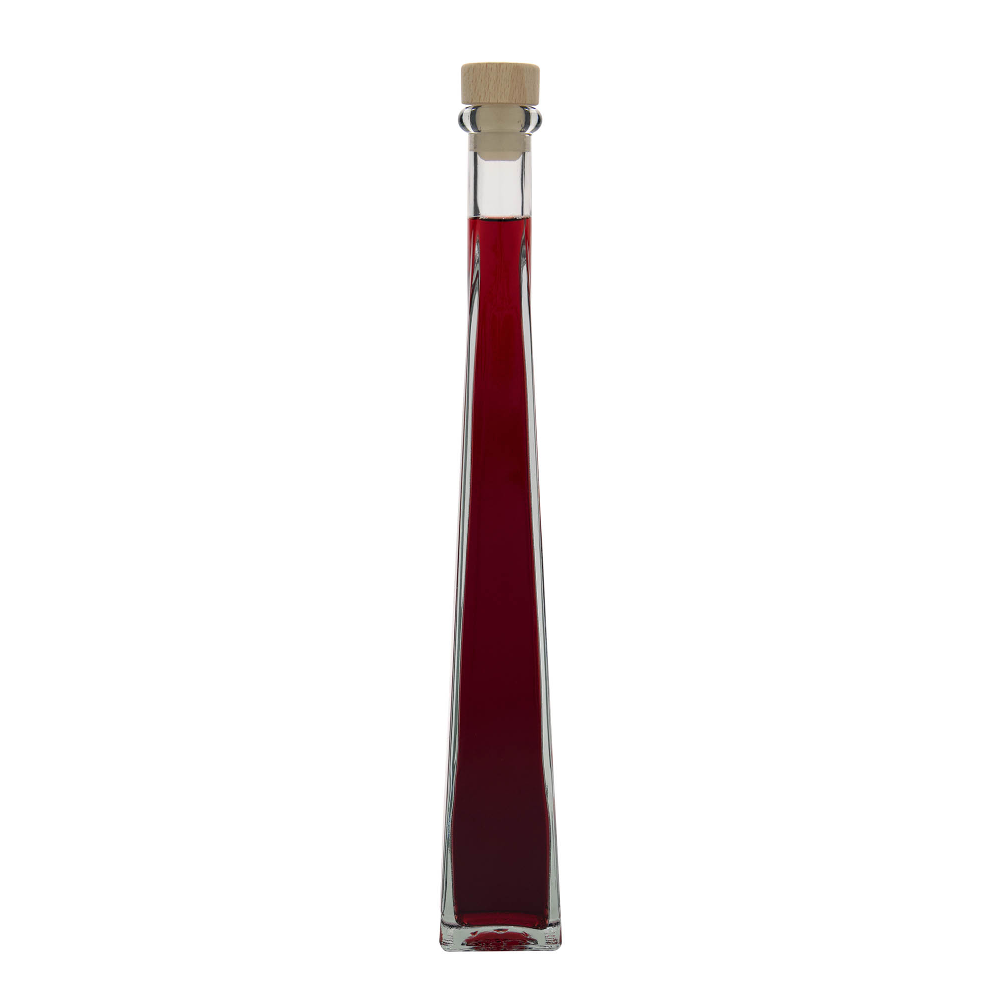 Botella de vidrio de 200 ml 'Dama Quadrato', cuadrada, boca: corcho