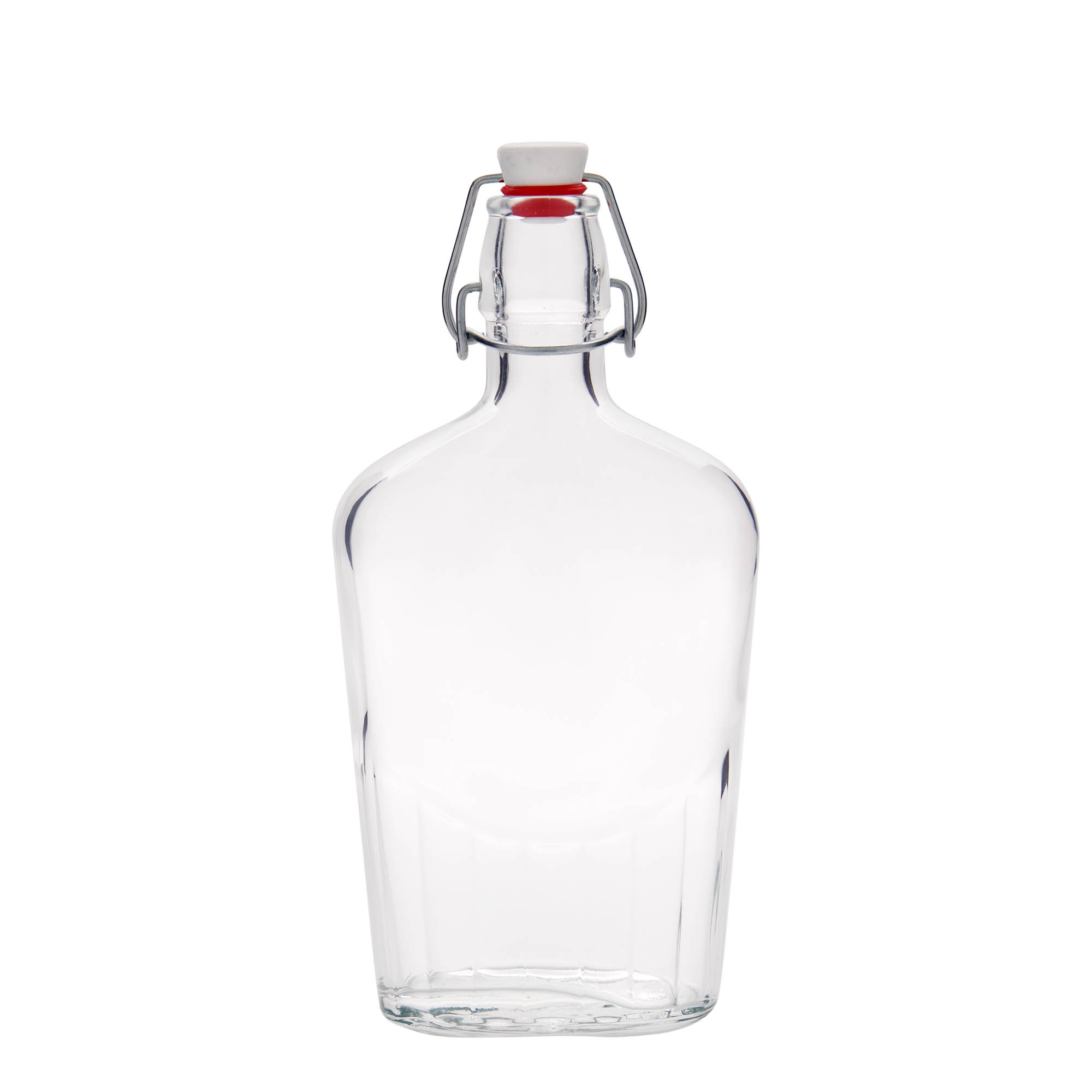 Botella de vidrio de 500 ml 'Fiaschetta', ovalada, boca: cierre de palanca