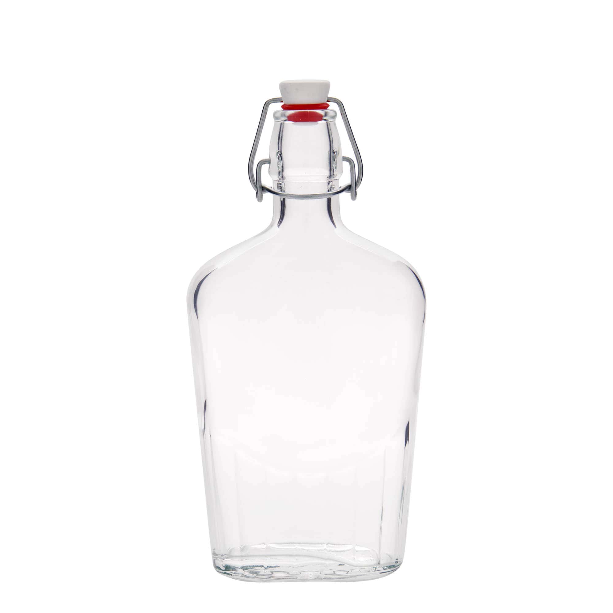 Botella de vidrio de 500 ml 'Fiaschetta', ovalada, boca: cierre de palanca