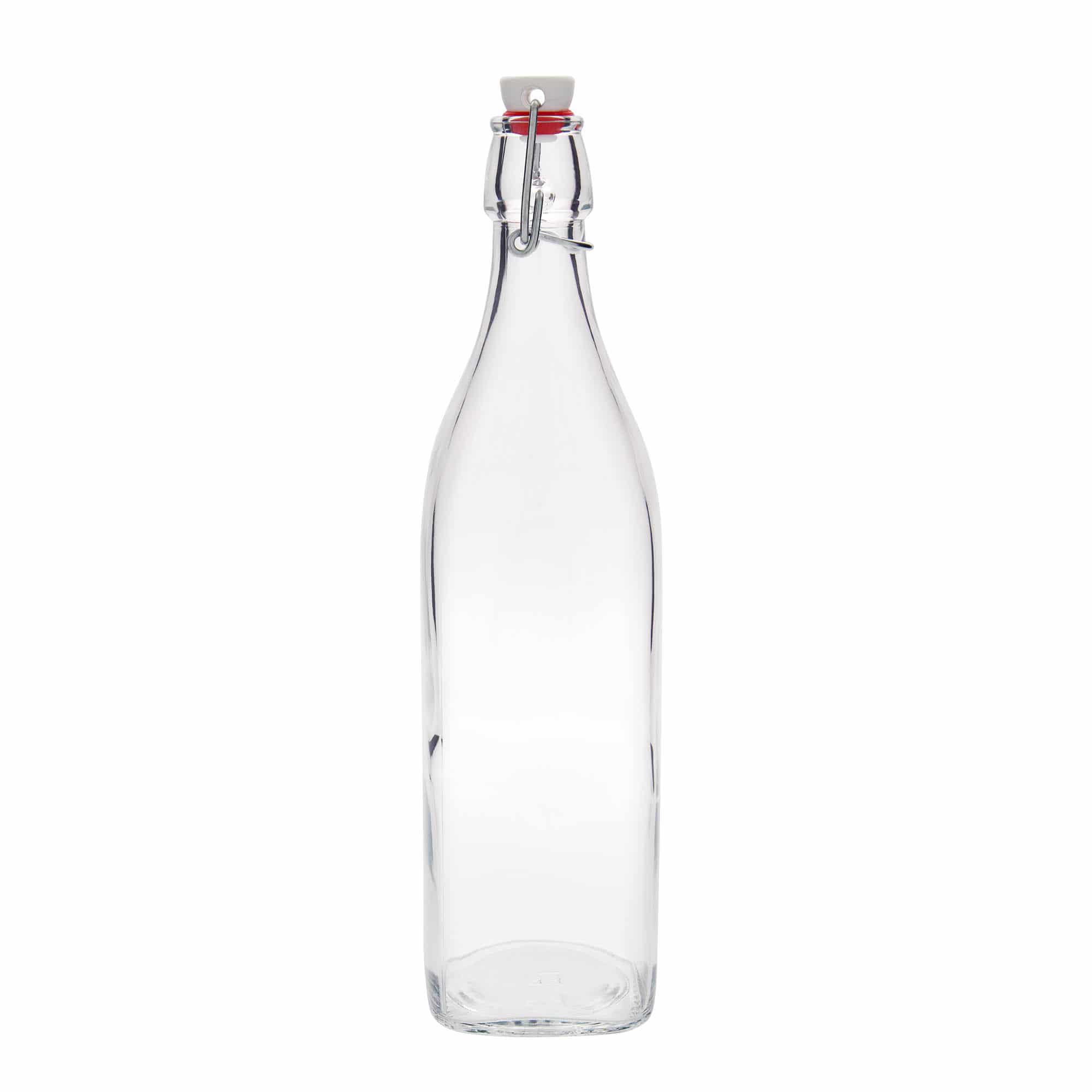 Botella de vidrio de 1.000 ml «Swing, cuadrada, boca: cierre de palanca»
