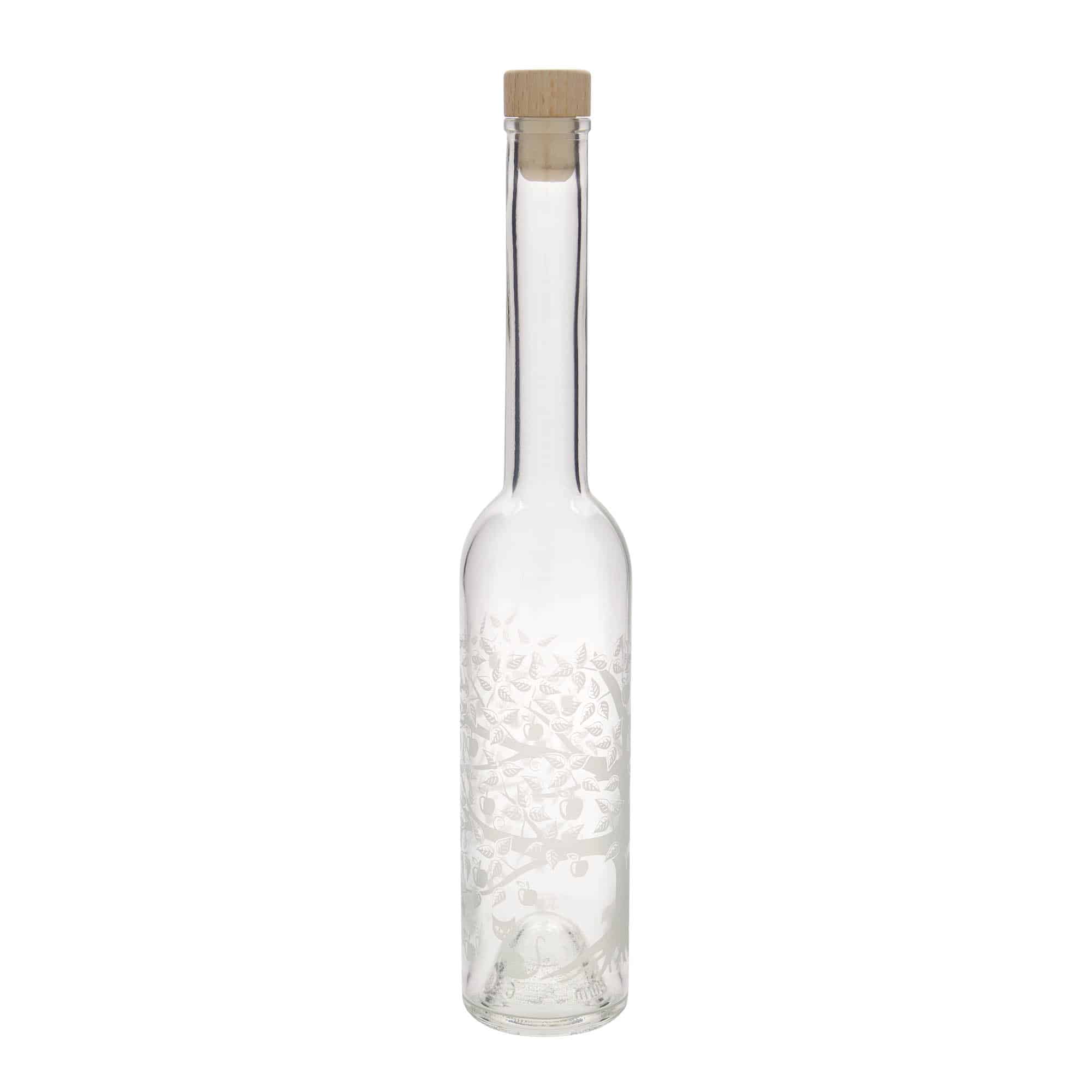 Botella de vidrio 'Opera' de 350 ml, motivo: manzano, boca: corcho