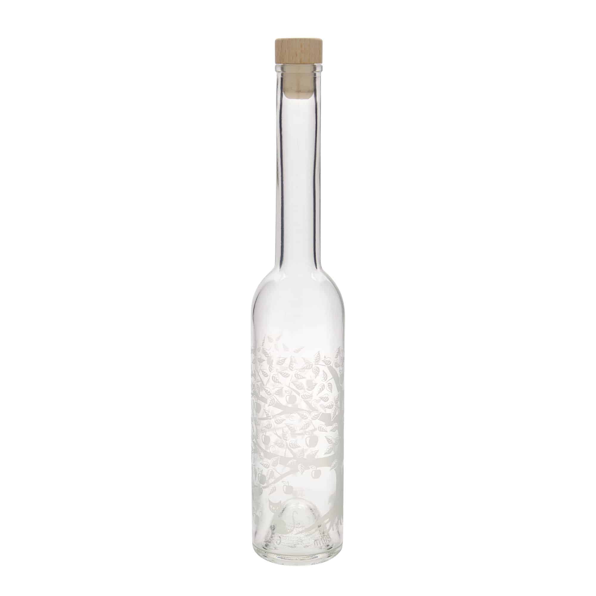 Botella de vidrio de 350 ml «Opera», motivo: manzano, boca: corcho