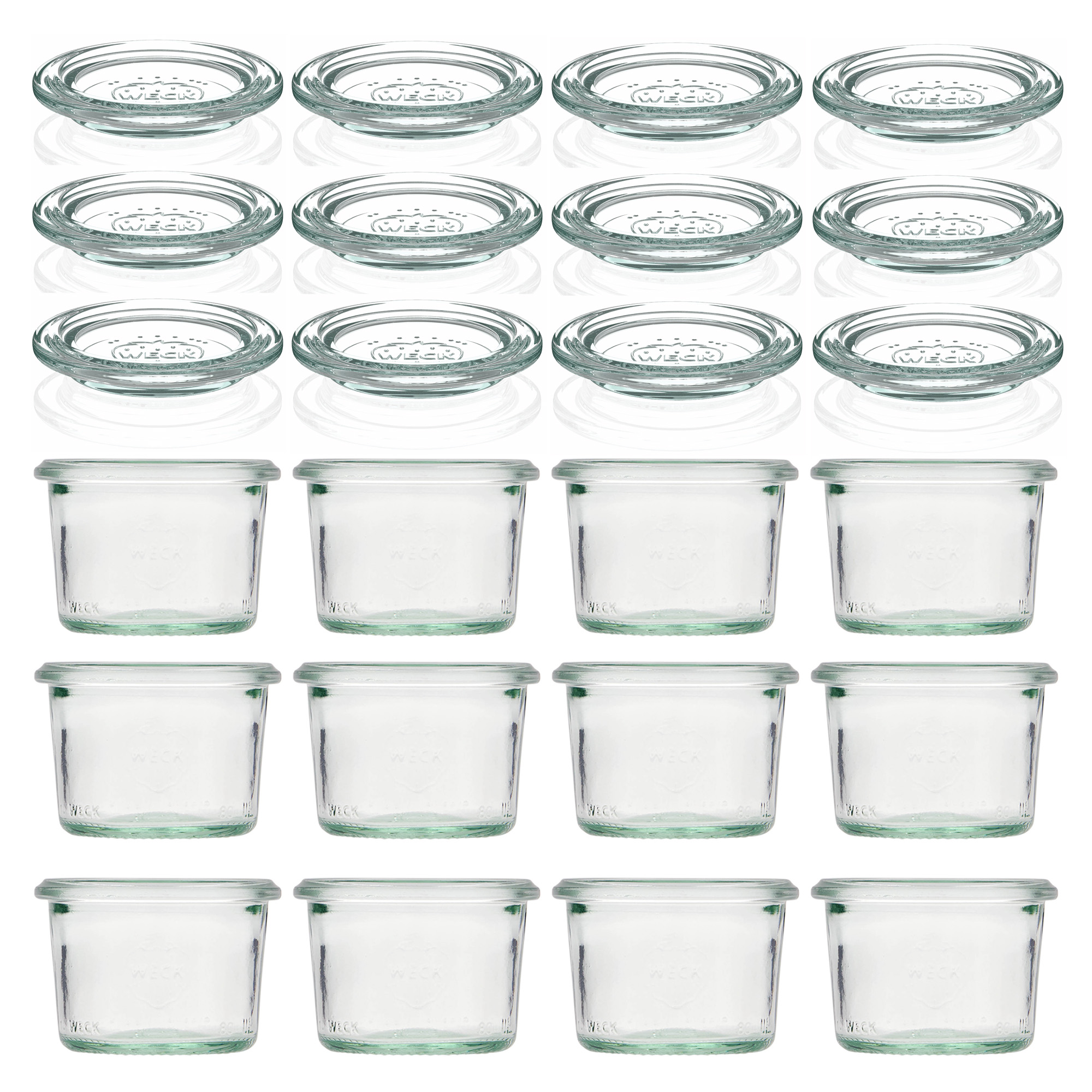 12x 80 ml tarro WECK de boca ancha con tapa de vidrio RR 60