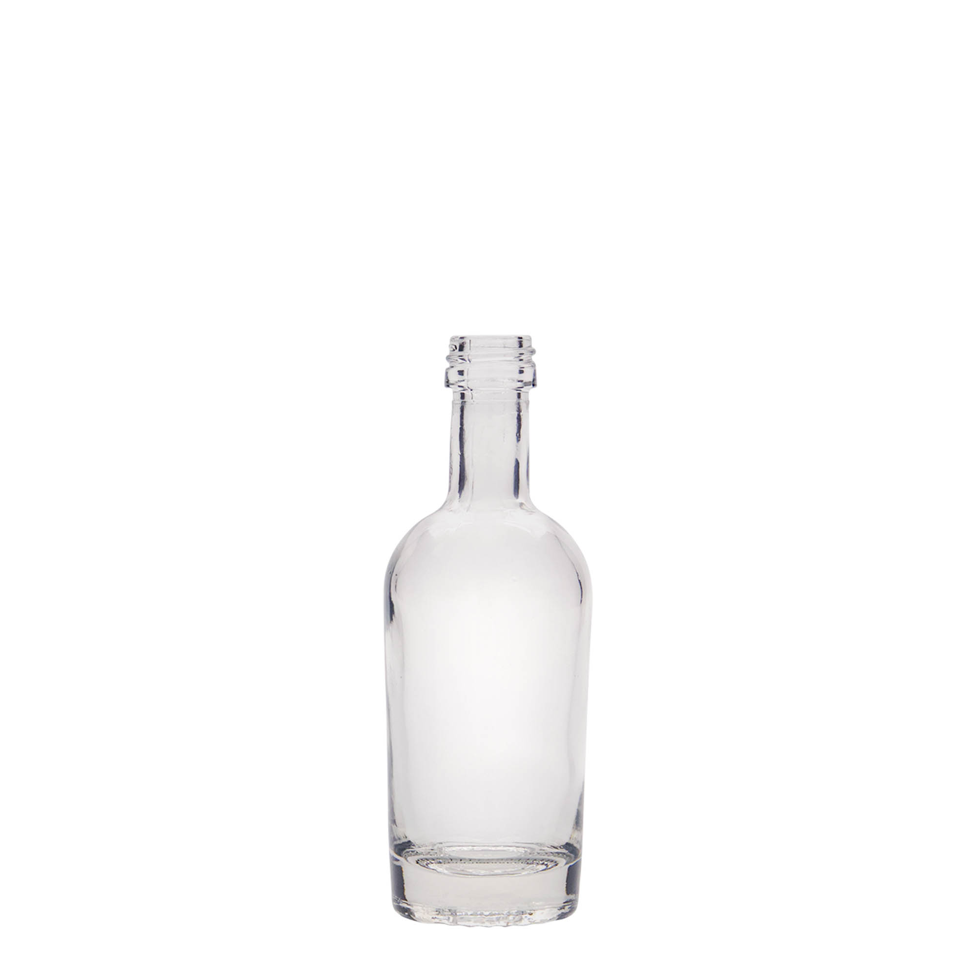 Botella de vidrio de 50 ml 'Pepe', boca: PP 18 Botella de vidrio de 50 ml 'Pepe', boca: PP 18