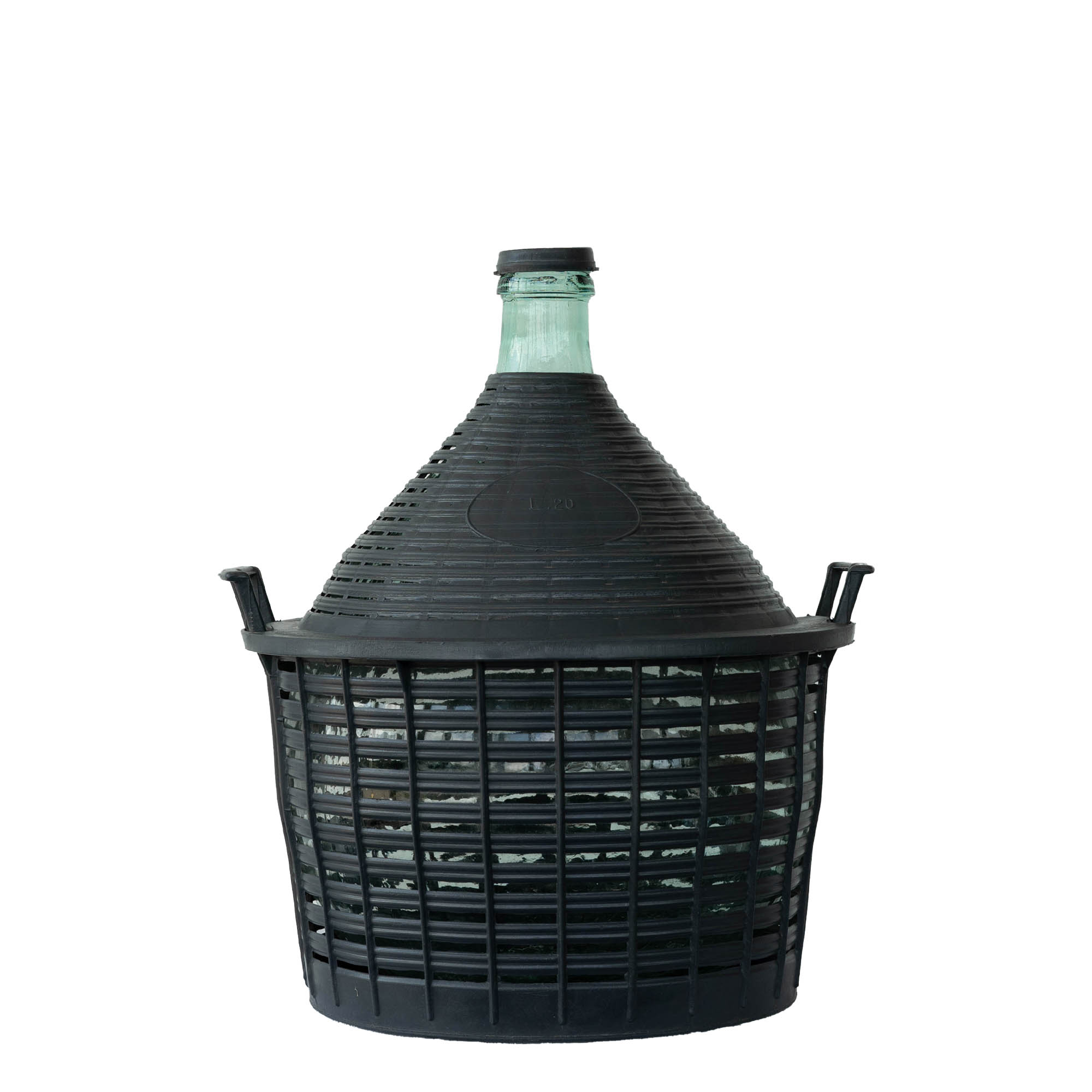 Botella de balón de 20 l, cuello estrecho, vidrio, boca: tapa de solapa