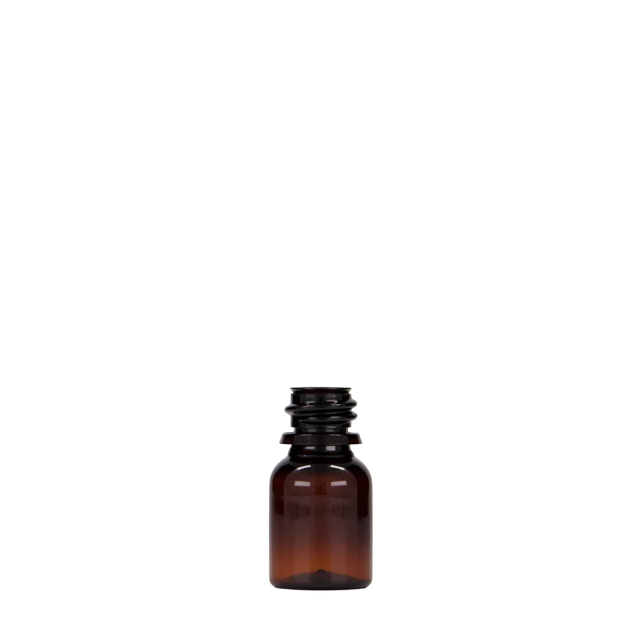 10 ml frasco médico de PET «Easy Living», marrón, plástico, boca: DIN 18